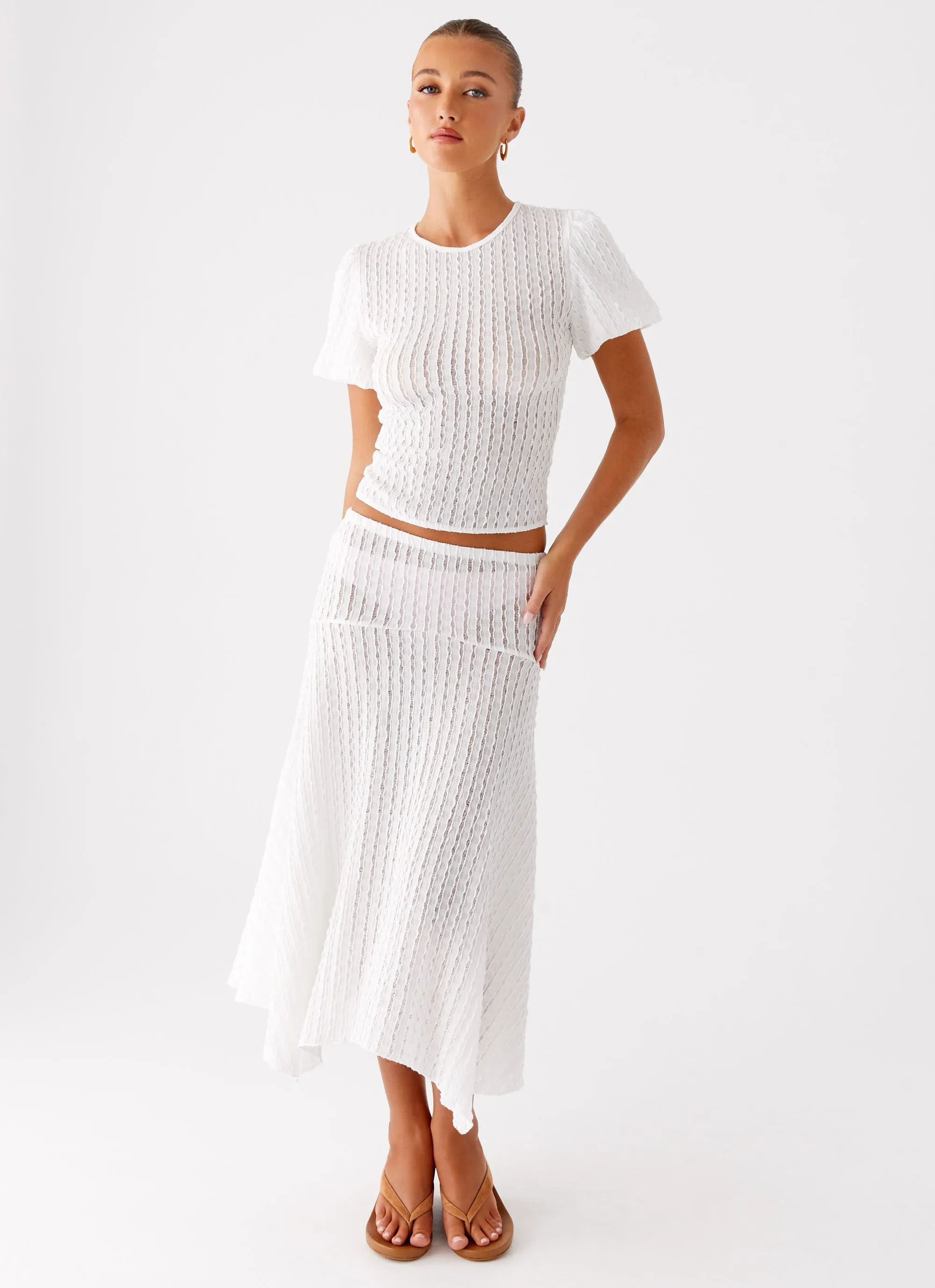 Katta Midi Skirt - Ivory Contrast Panel