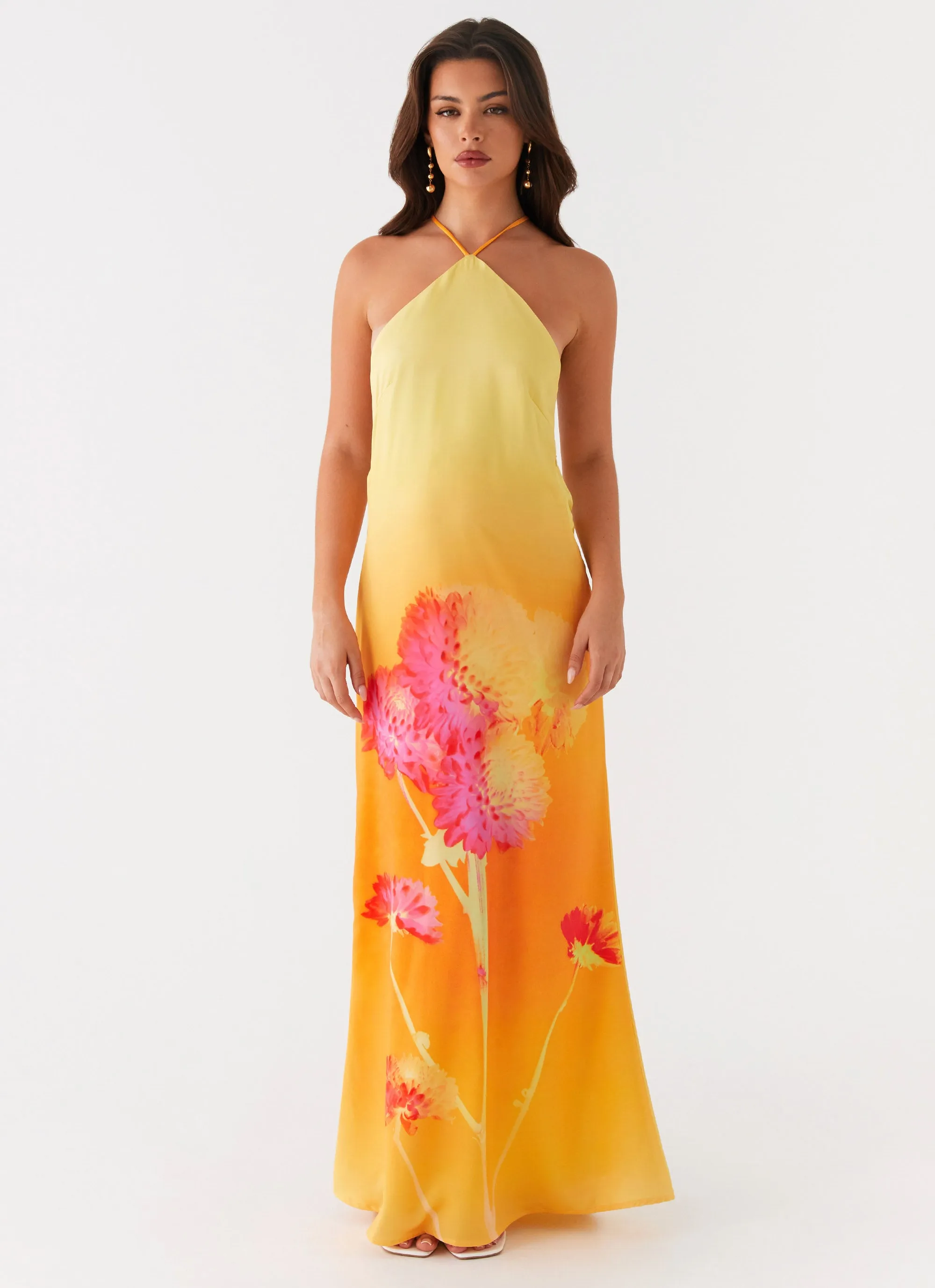 Chloe Maxi Dress - Orange Floral City Layers Chilly Comfort