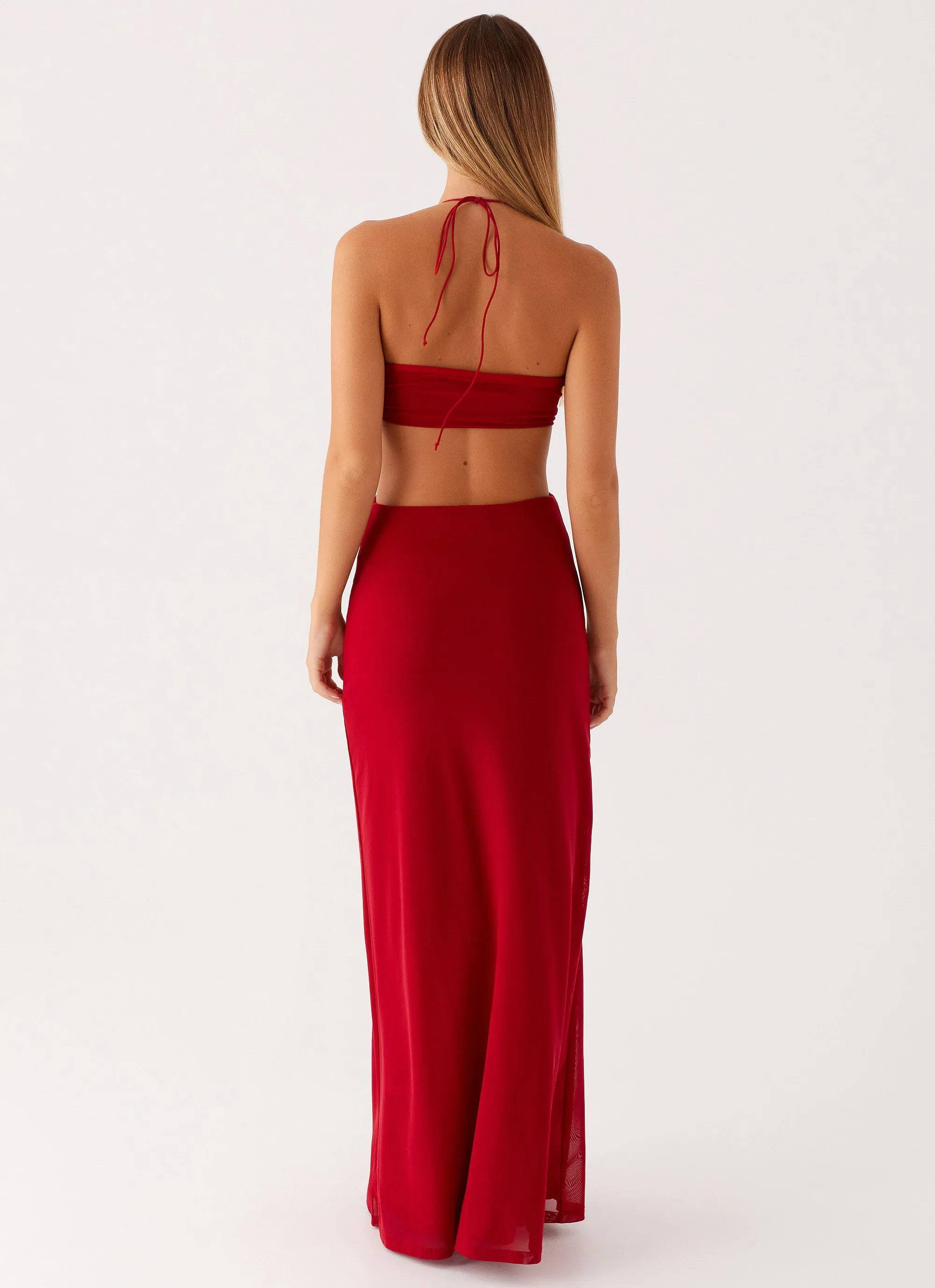 Hallie Maxi Dress - Red Durable-Fabric Daily Flex