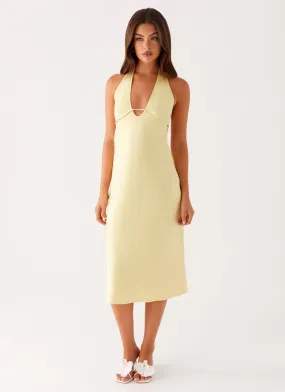 Davies Midi Dress - Yellow Refined Cut Travel Fashion