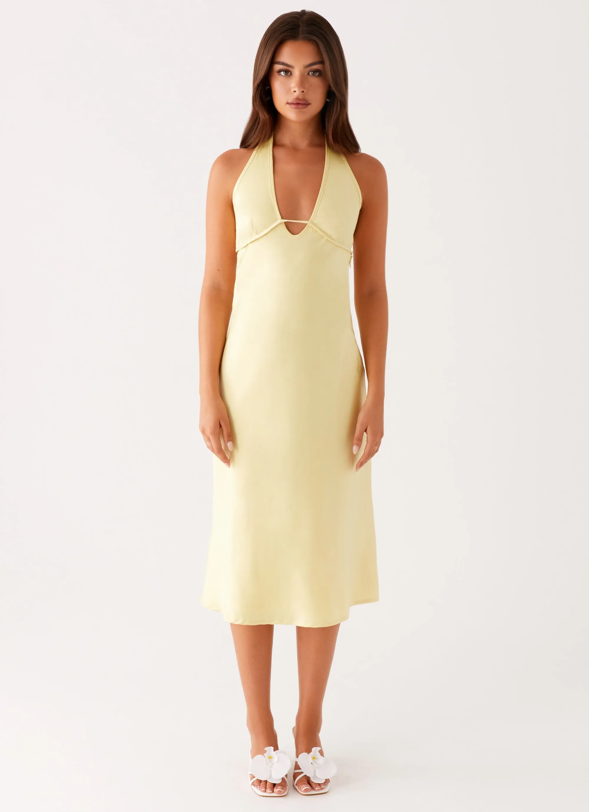 Bright Vibe Easy Layering Davies Midi Dress - Yellow