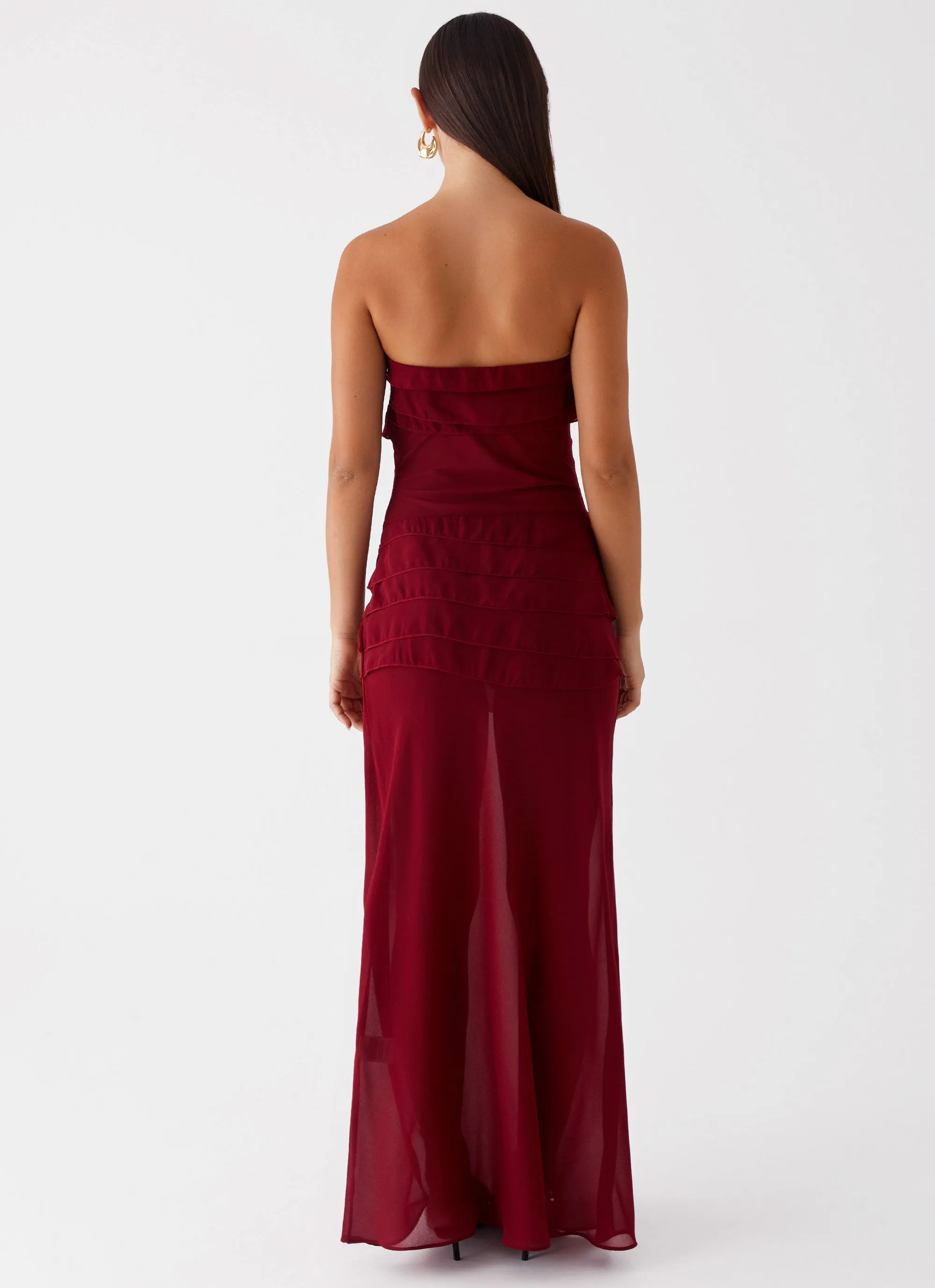 Into The Night Maxi Dress - Cherry Red Peace View