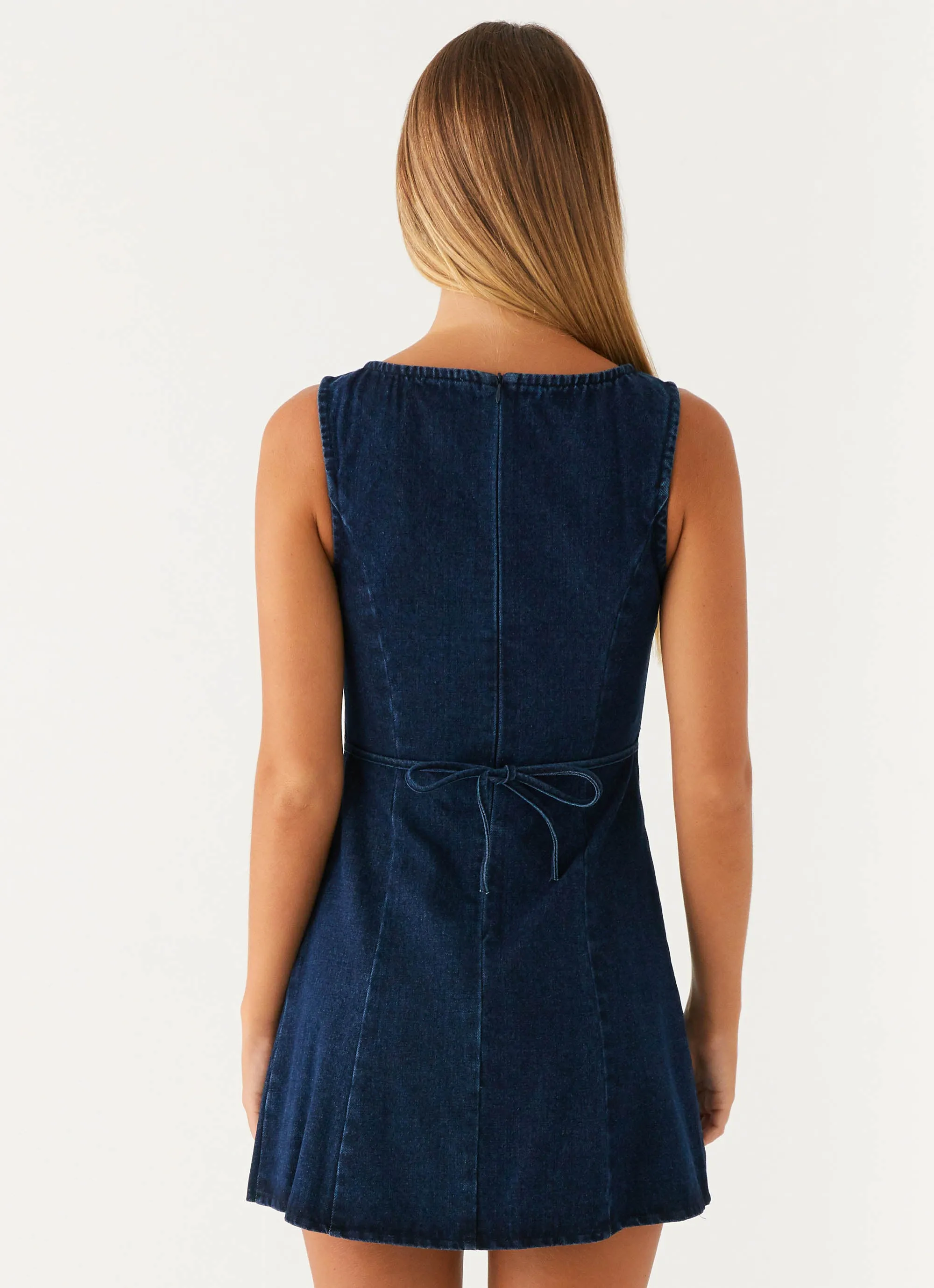 Rochelle Denim Mini Dress - Blue Bold Print