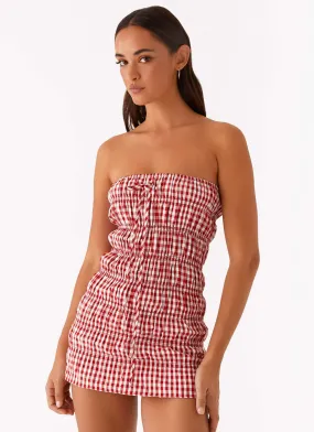 Refined Finish Adjustable Fastening Adele Mini Dress - Red Gingham