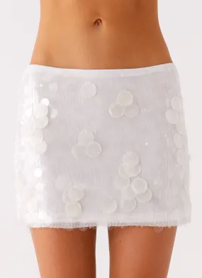 Machine washable Salihah Sequin Shell Mini Skirt - White