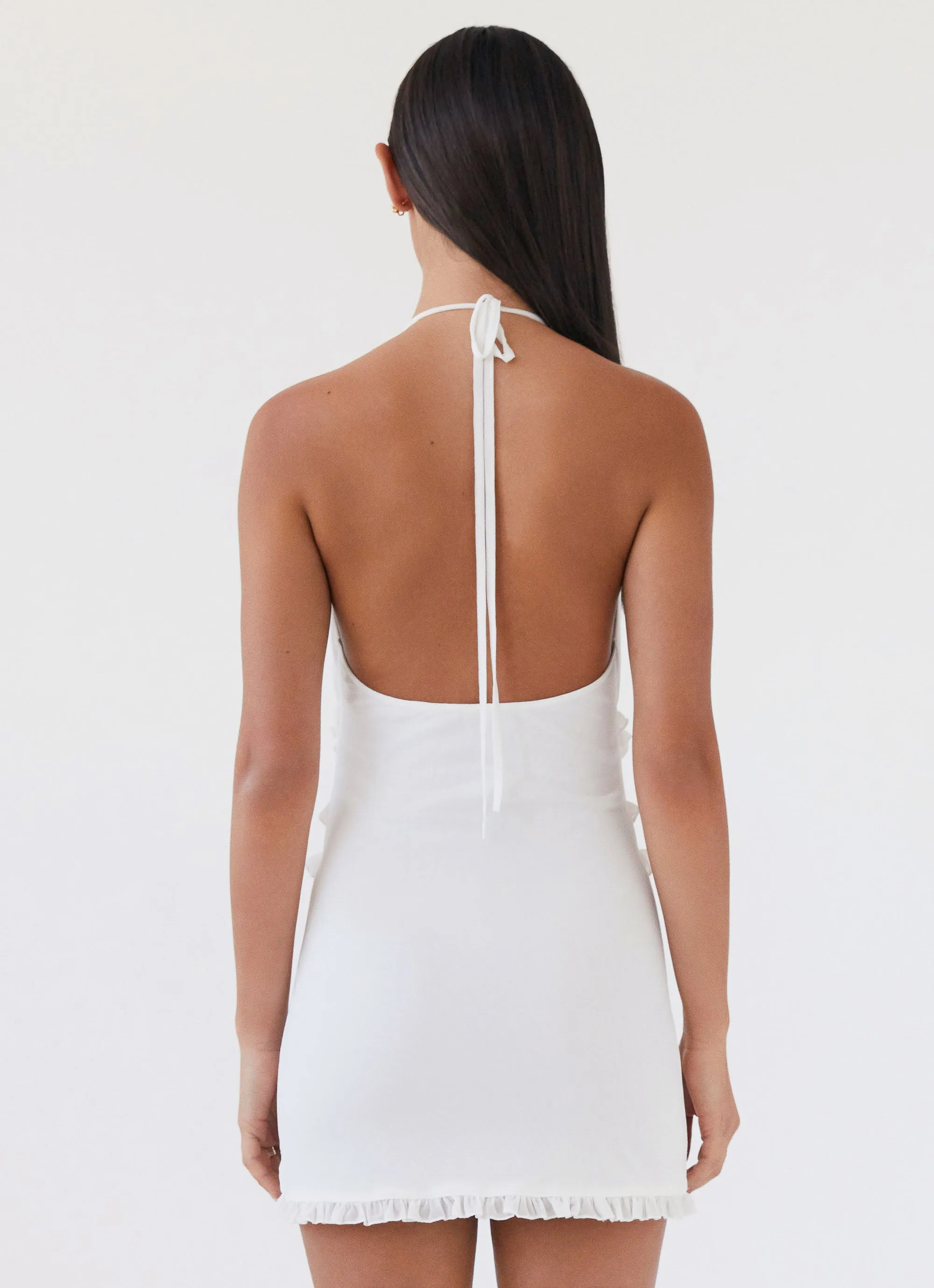 tech fabric Layered Design Love Exchange Ruffle Mini Dress - White