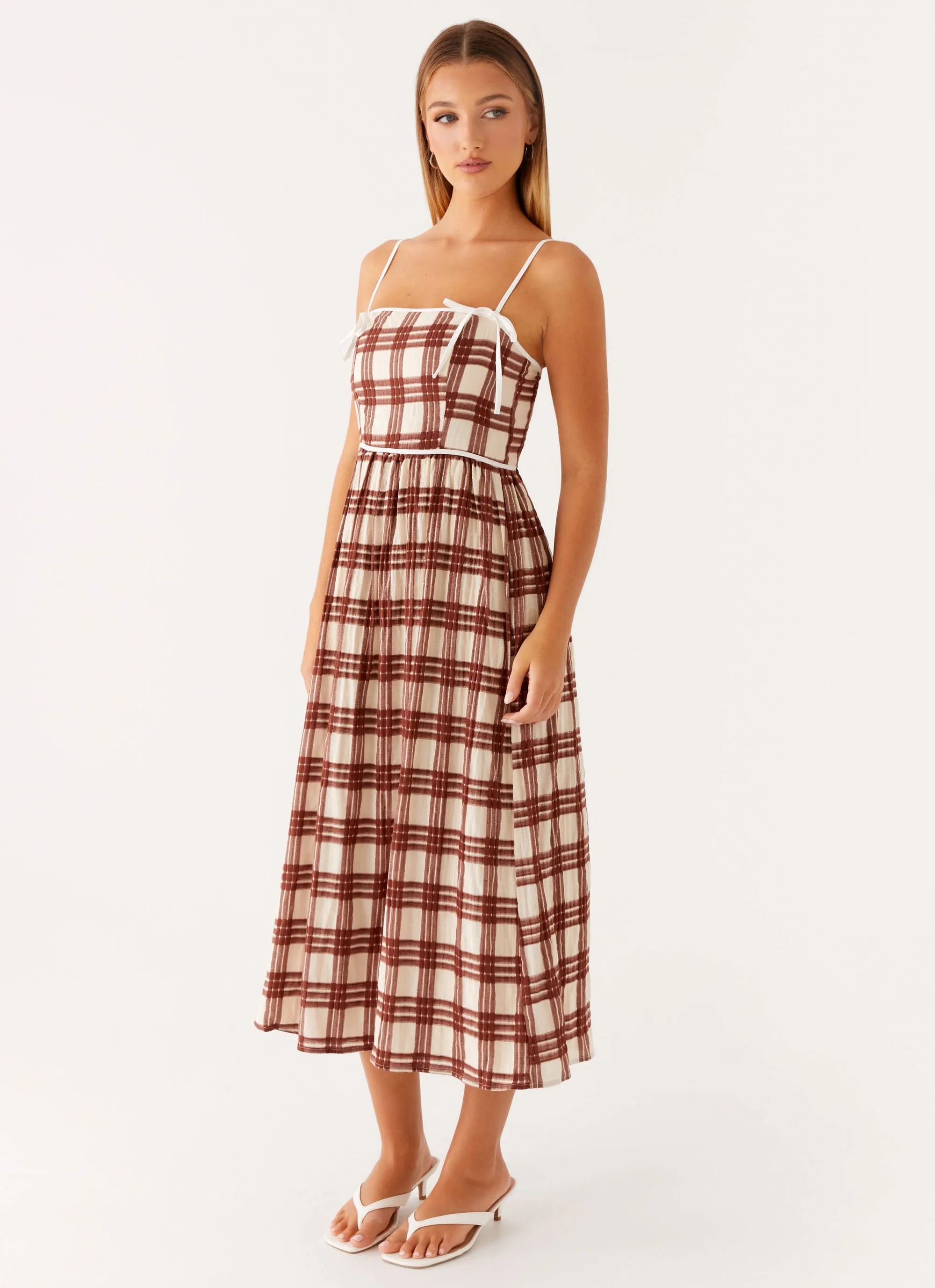 Lace Soft Smart Tones Shyanne Midi Dress - Chocolate Check