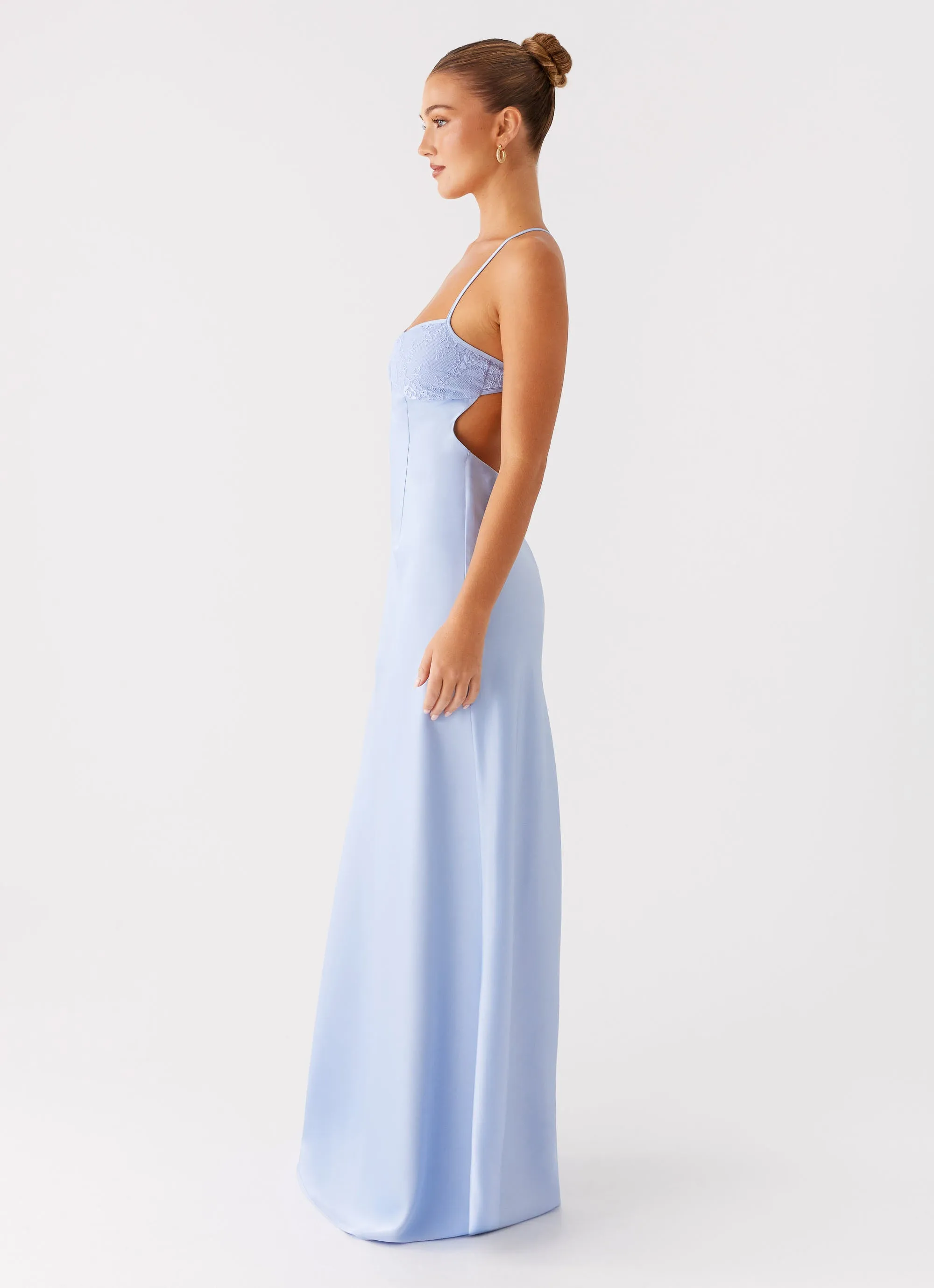 Understated Glam Sheer Overlay Joanie Maxi Dress - Blue