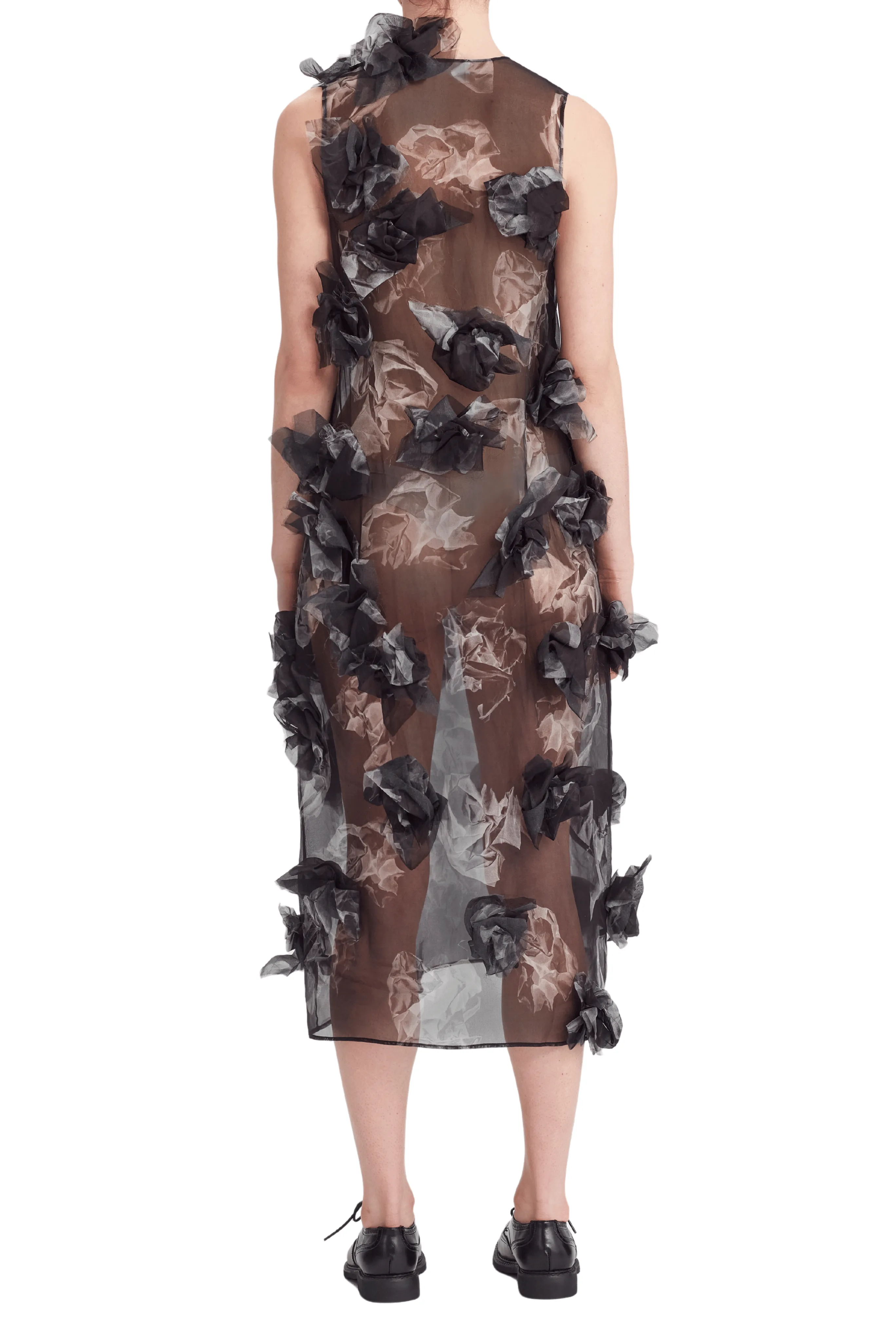 Casual chic dress Organza Crushed Applique Dress