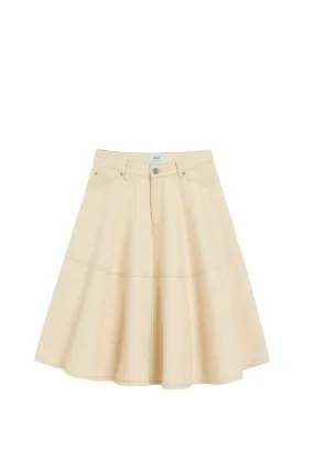 Denim Midi Skirt Chill Mood Fresh Detail