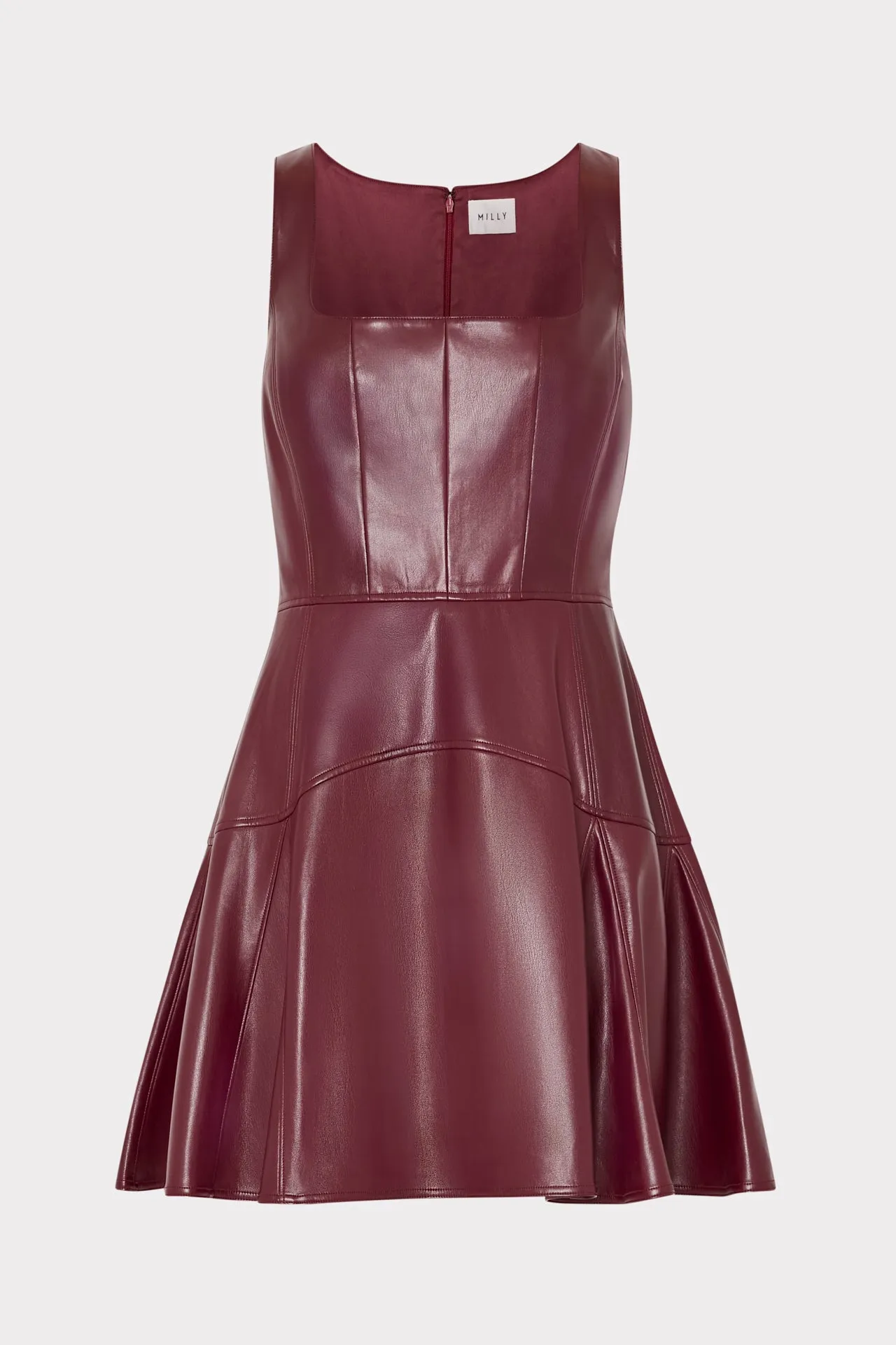 Front Detail Bow Soft Vegan Leather Mini Dress