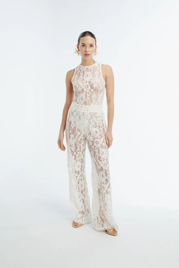 ATHINA PANTS WHITE Sporty Layer Smooth Fabric