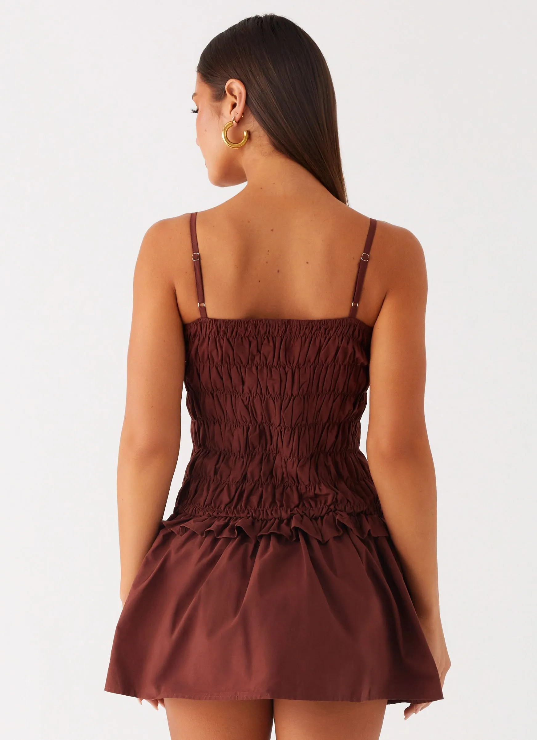 Jaxi Mini Dress - Chocolate Stylish party wear Light and Comfortable