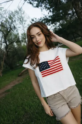 Ultraviolet Protection Finish BoxySilhouette American Flag Tee