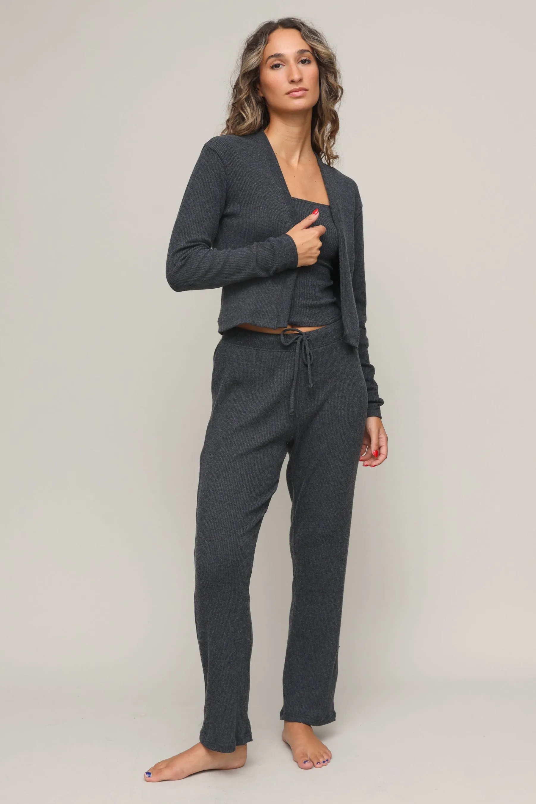 Sophie Sweater Rib Cami CollapsibleFrame Relaxed Sweatshirt