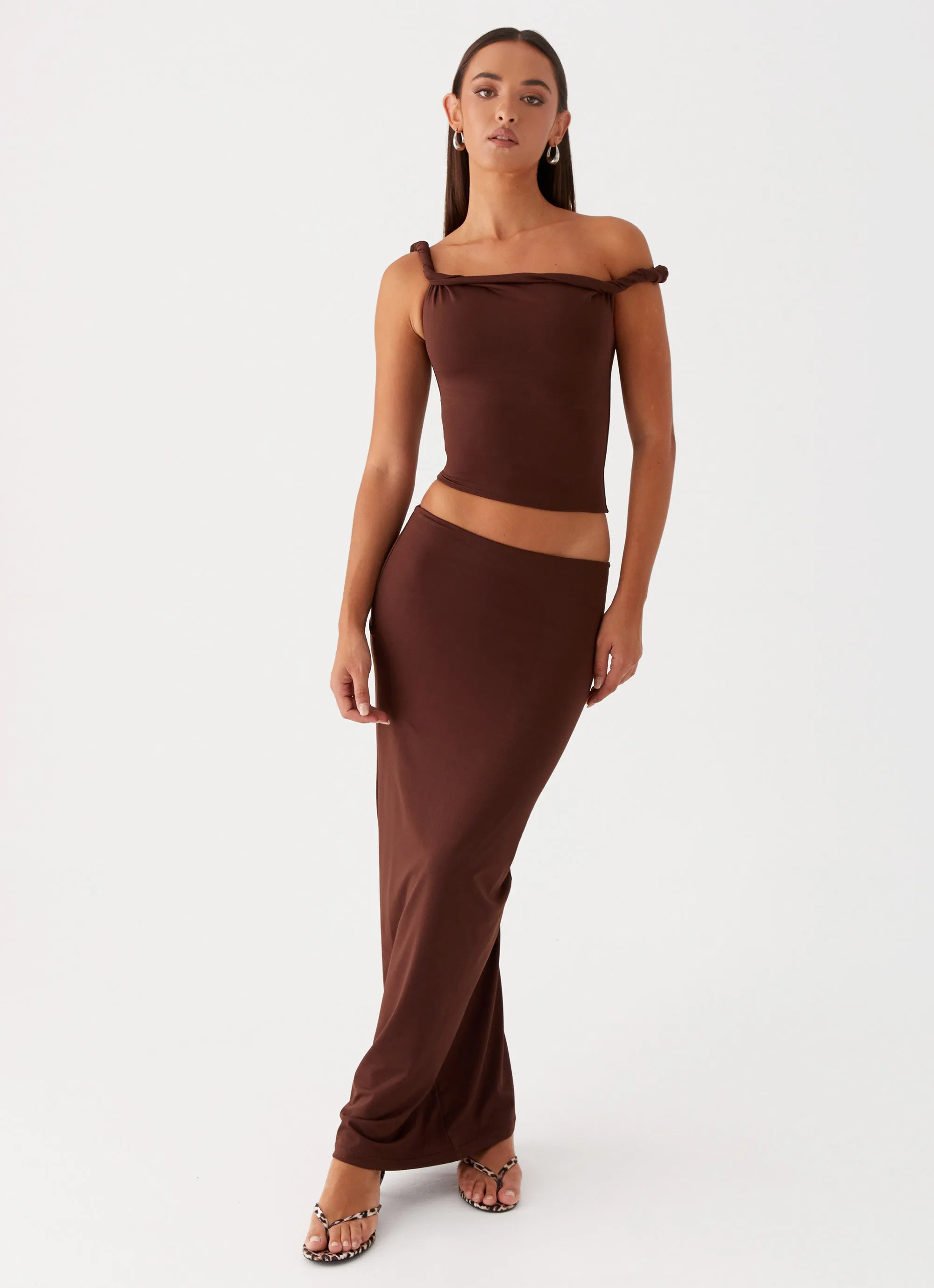 Minimal Vibe Ethically Made Solace Soul Maxi Skirt - Chocolate