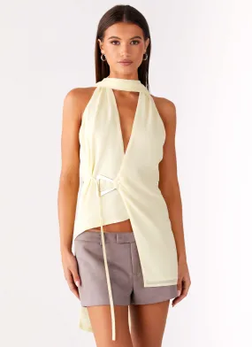 Solari Scarf Top - Yellow Minimalist Silhouette