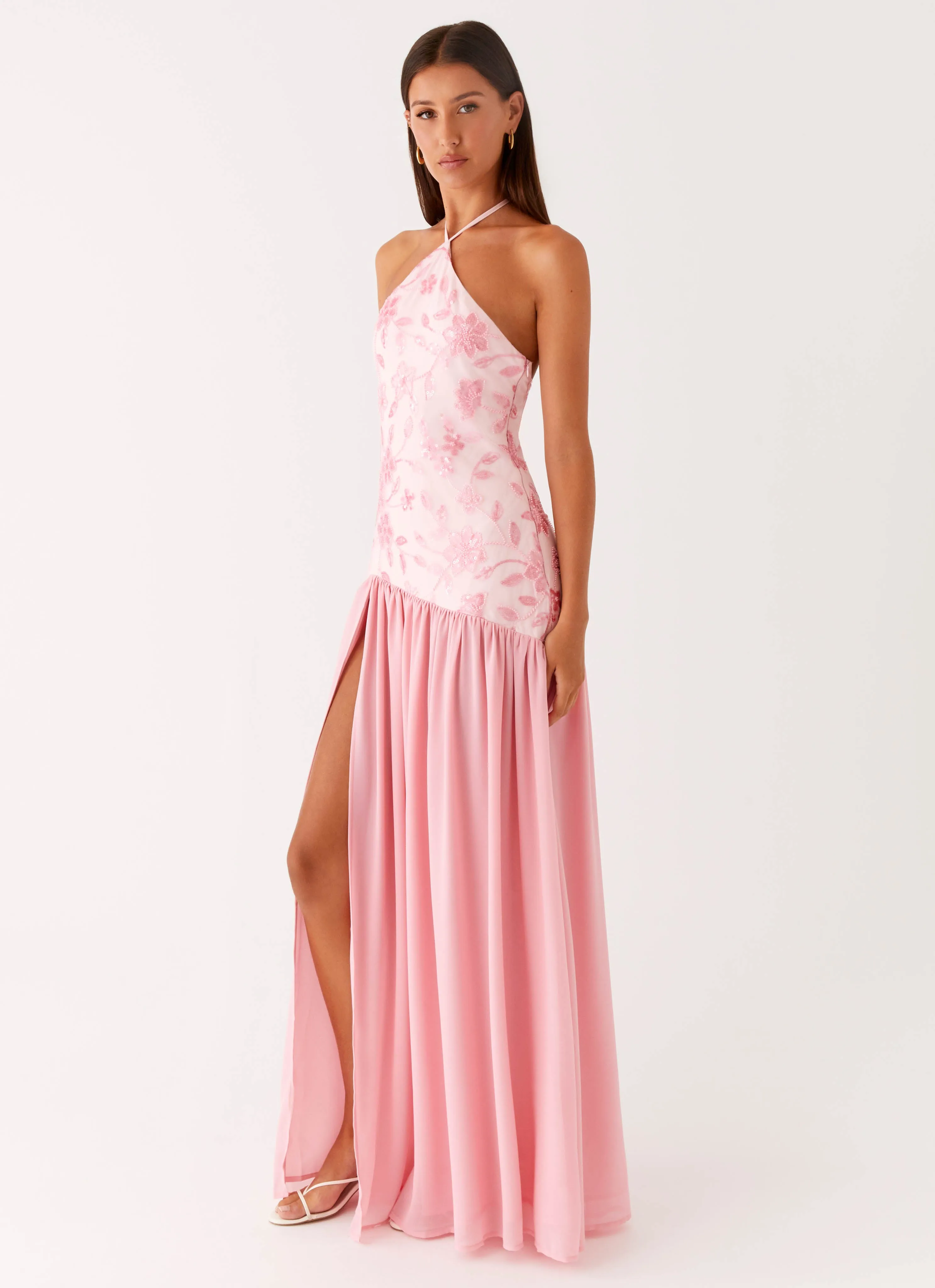 Janelle Beaded Maxi Dress - Pink Soft Outfit