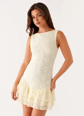 Manuka Ruffle Mini Dress - Yellow Chilly Day Comfort