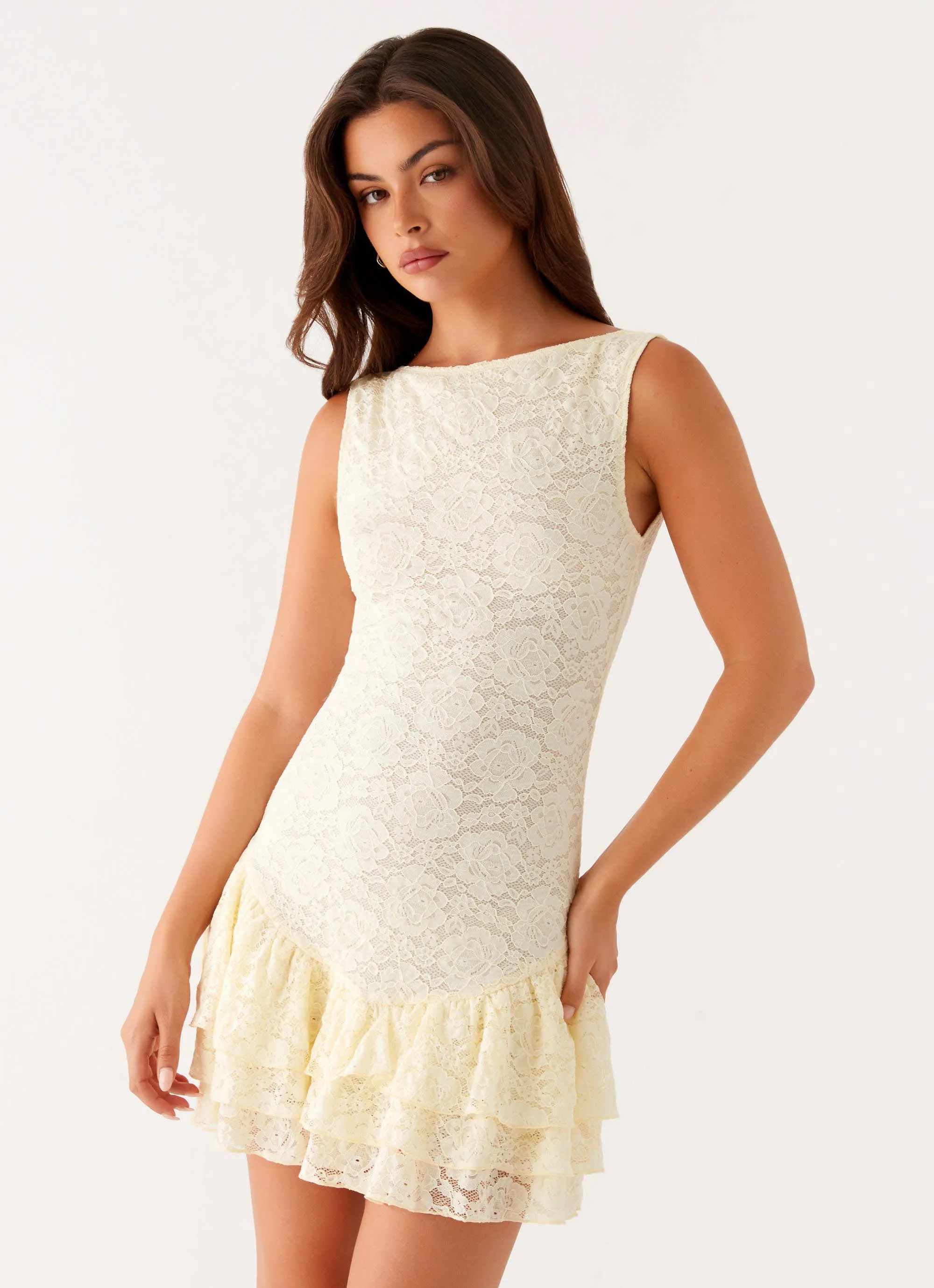 Manuka Ruffle Mini Dress - Yellow Chilly Day Comfort