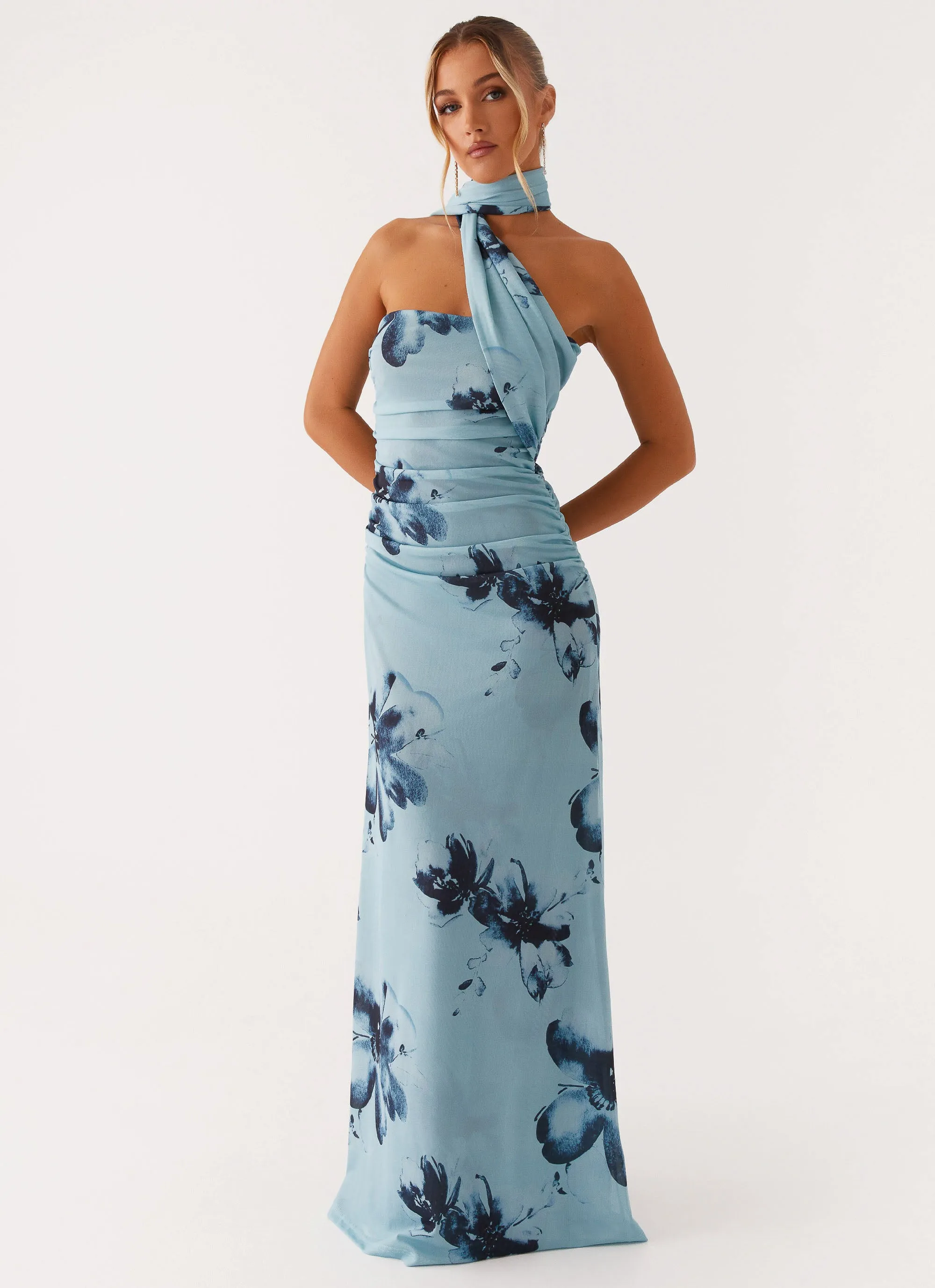 Clean Grace Songbird Maxi Dress - Blue Black Floral