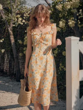 summer breeze Sophia Square Neck Ruffle Sleeve Dress