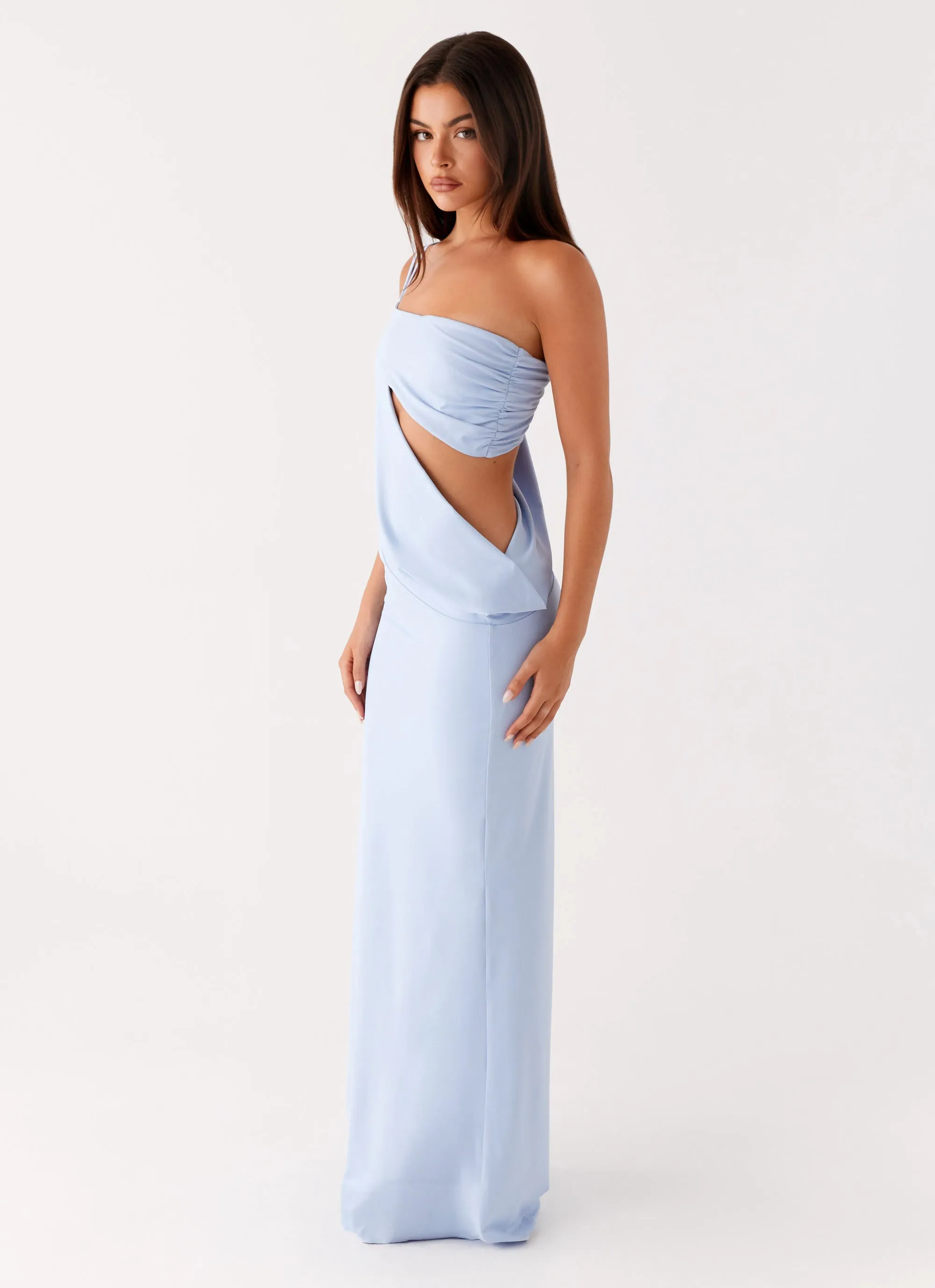 Lower Hem Smooth Flow Dani Maxi Dress - Blue