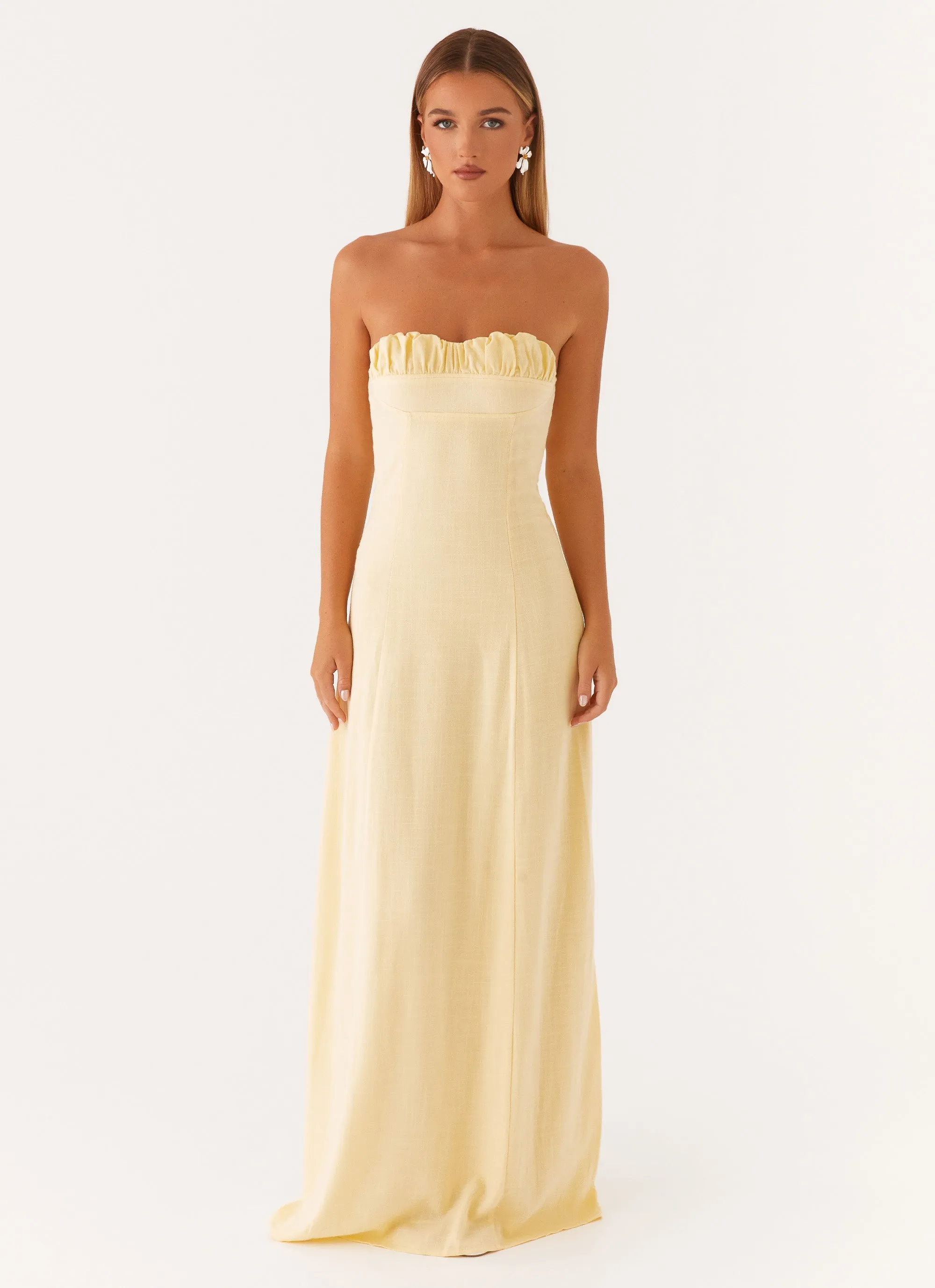 Moment Soft Euro Touch Tayla Linen Maxi Dress - Yellow
