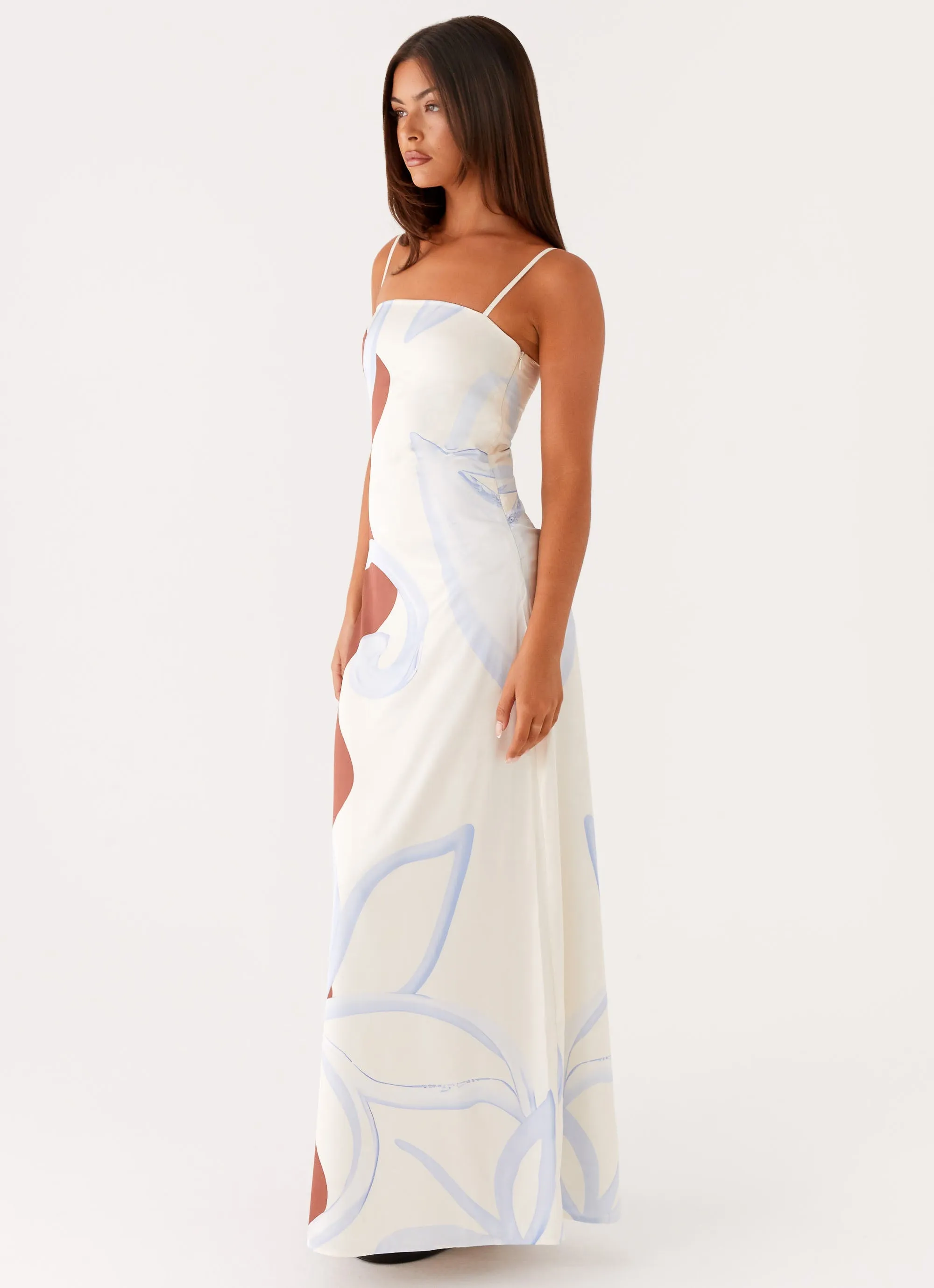 Art Inspired Pop Texture Aster Bloom Maxi Dress - Bloom Wave Print