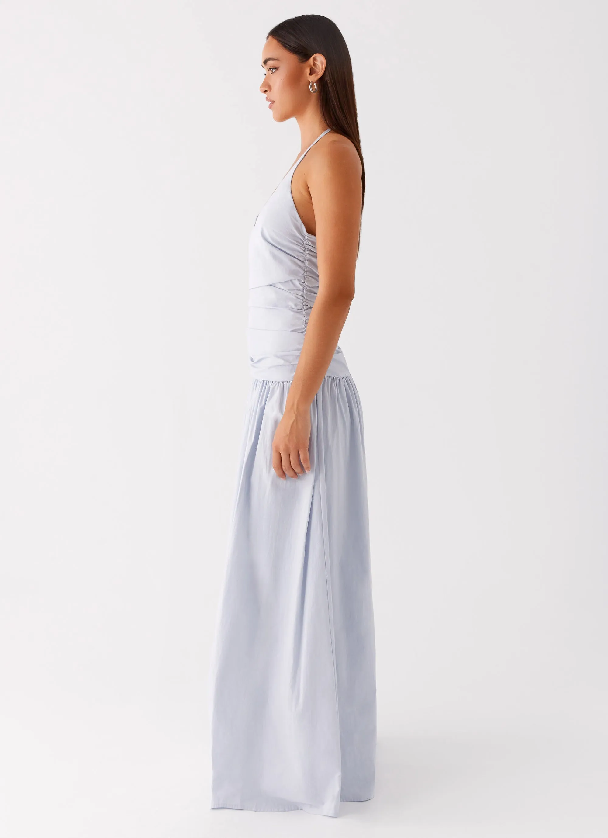Cristina Halter Maxi Dress - Cornflower Blue Sage Glow Bold Style