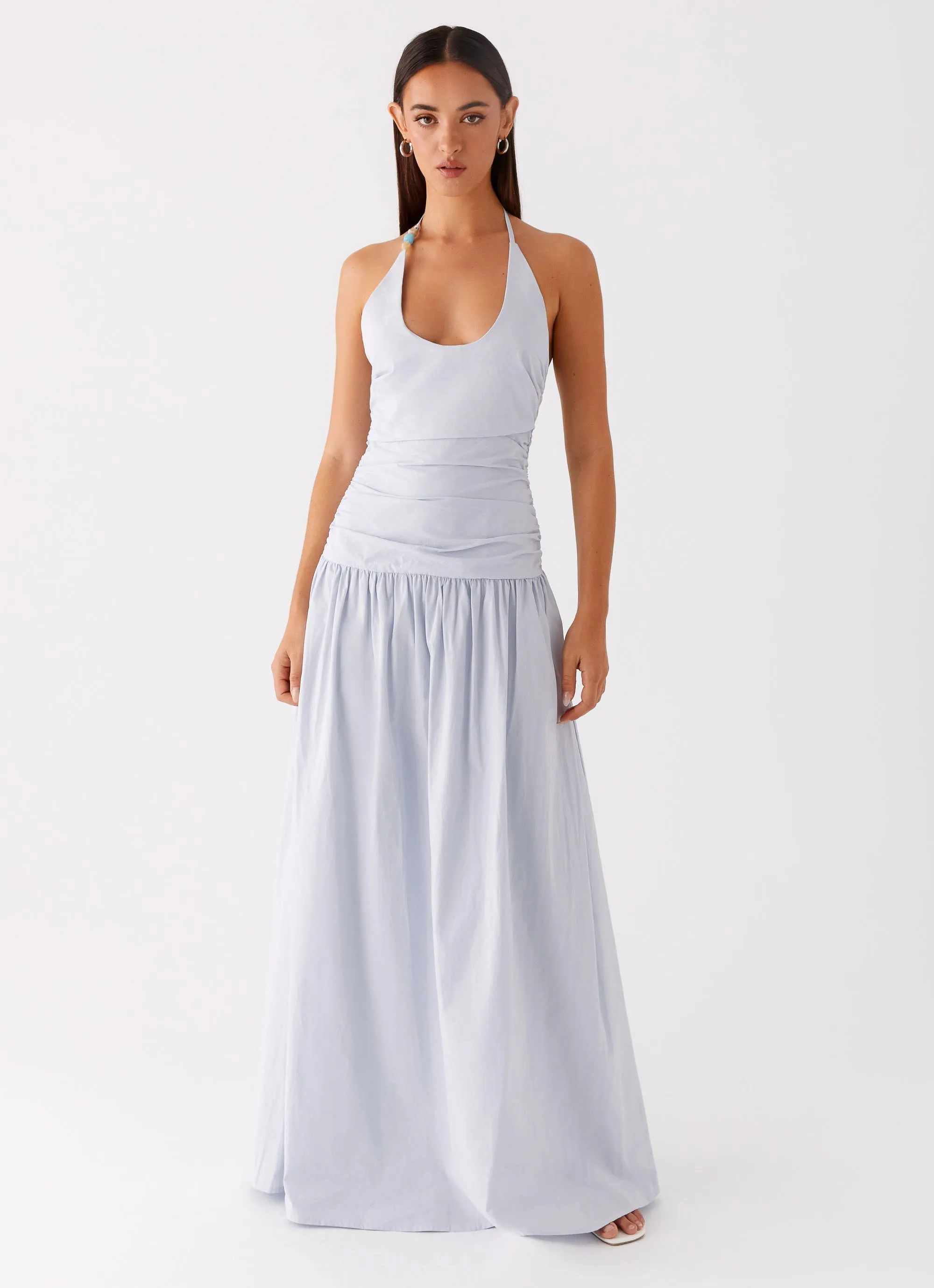 Cristina Halter Maxi Dress - Cornflower Blue Lounge Outfit