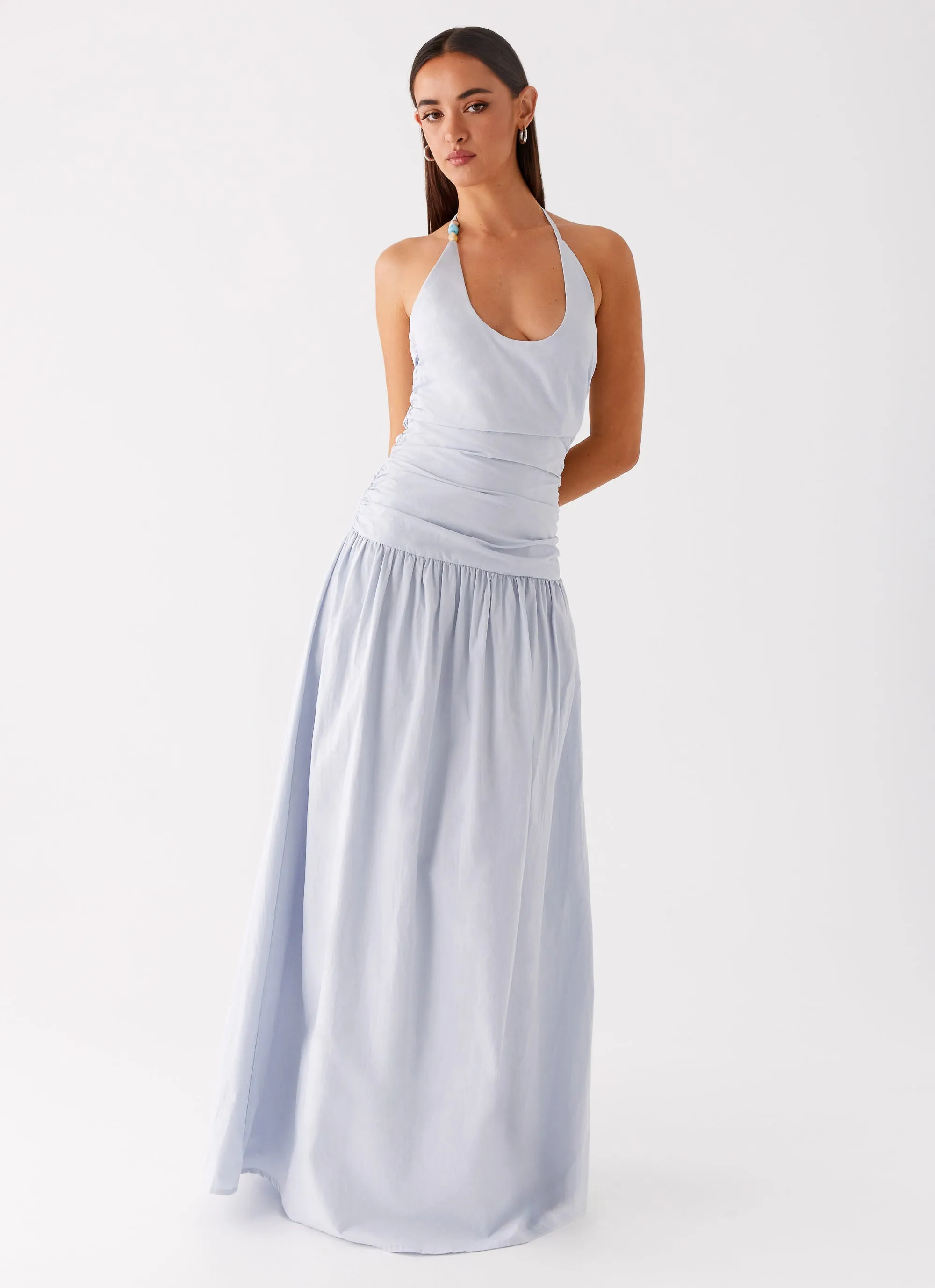 Refined Feel All-Season Comfort Cristina Halter Maxi Dress - Cornflower Blue