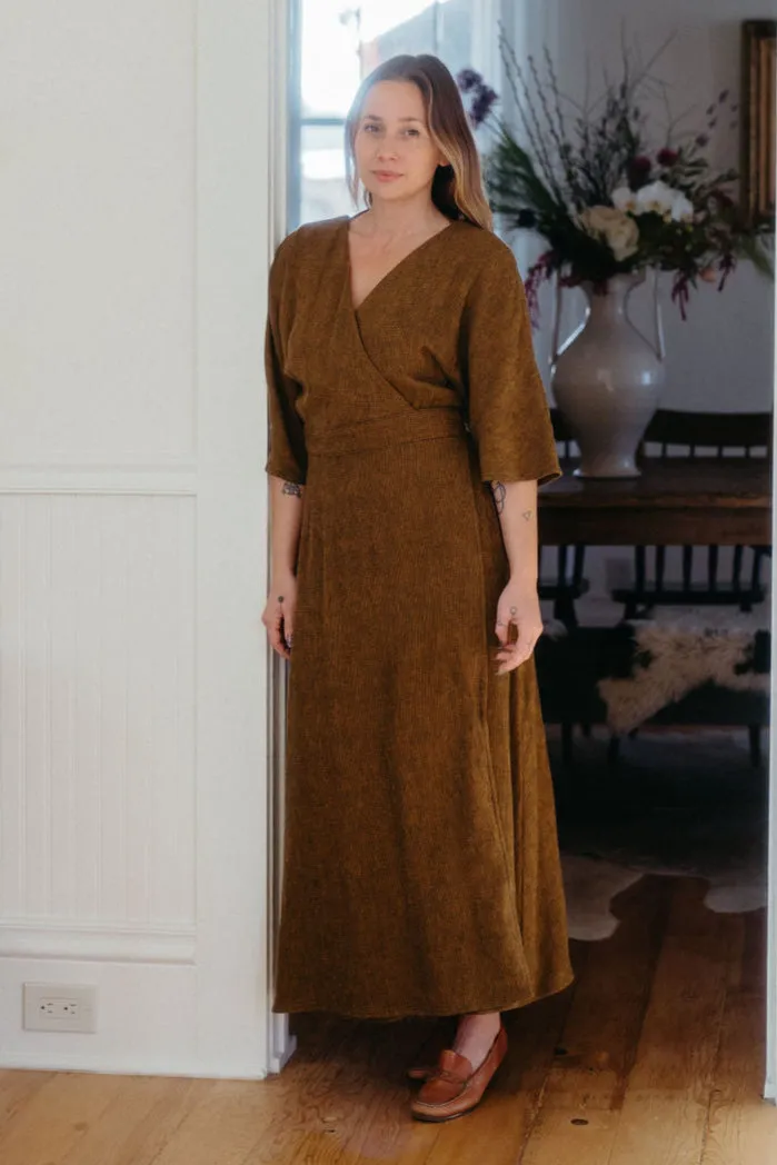 Diana Dress in Golden Checker Tailored Elegance Cozy Comfort