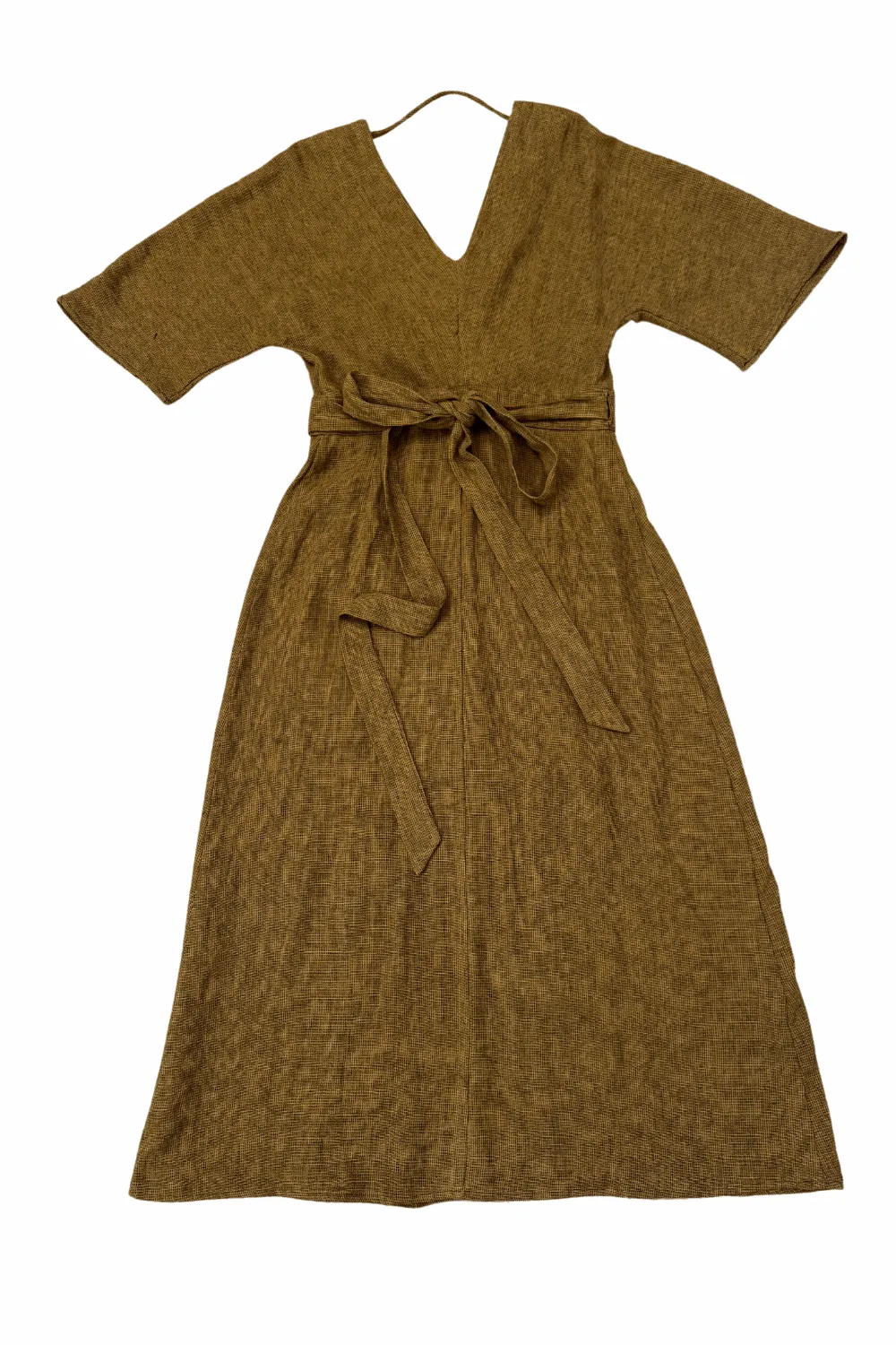 Olive Tone packable Diana Dress in Golden Checker