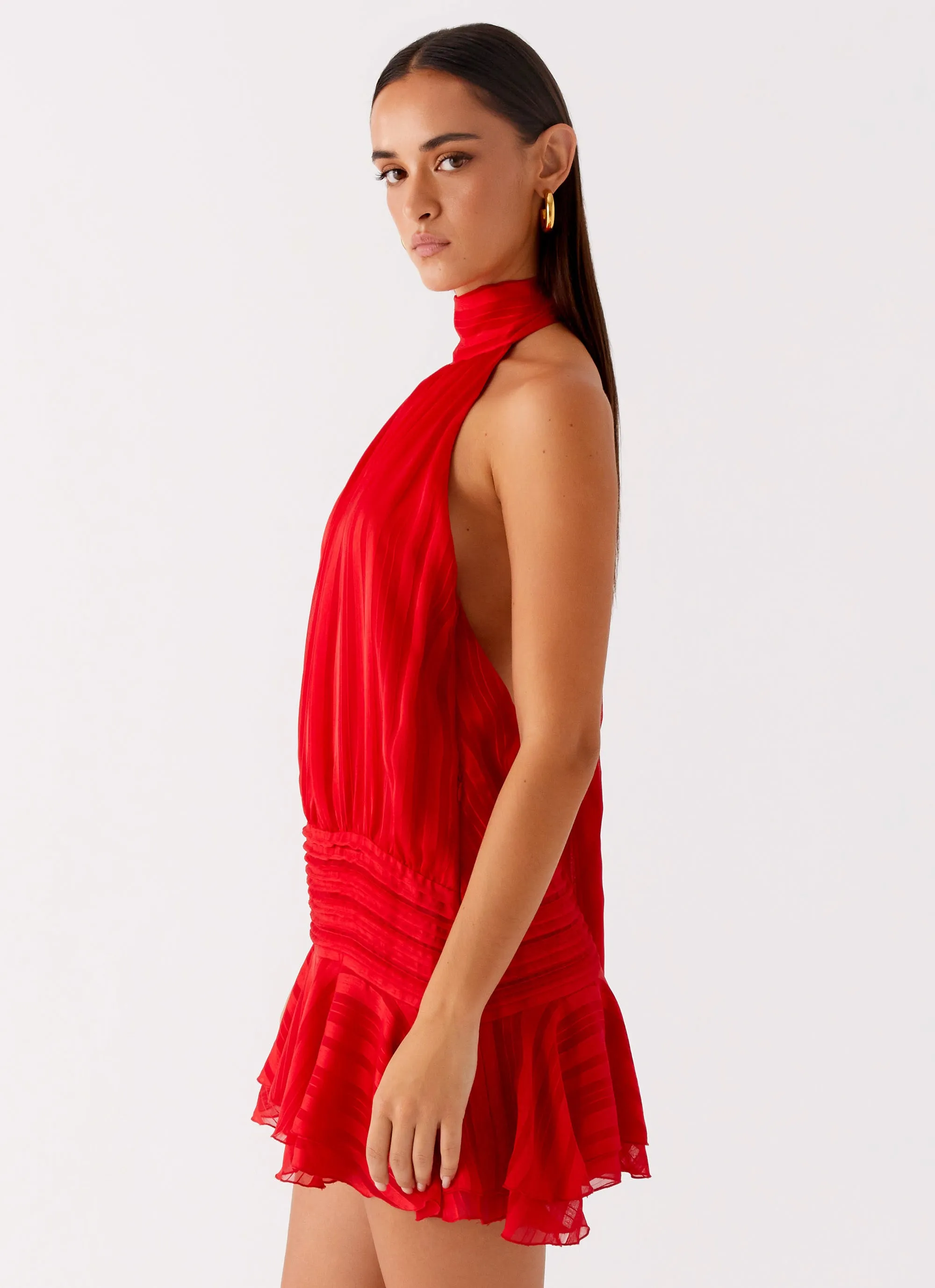 Willow Chiffon Mini Dress - Red Flattering Shape Wear