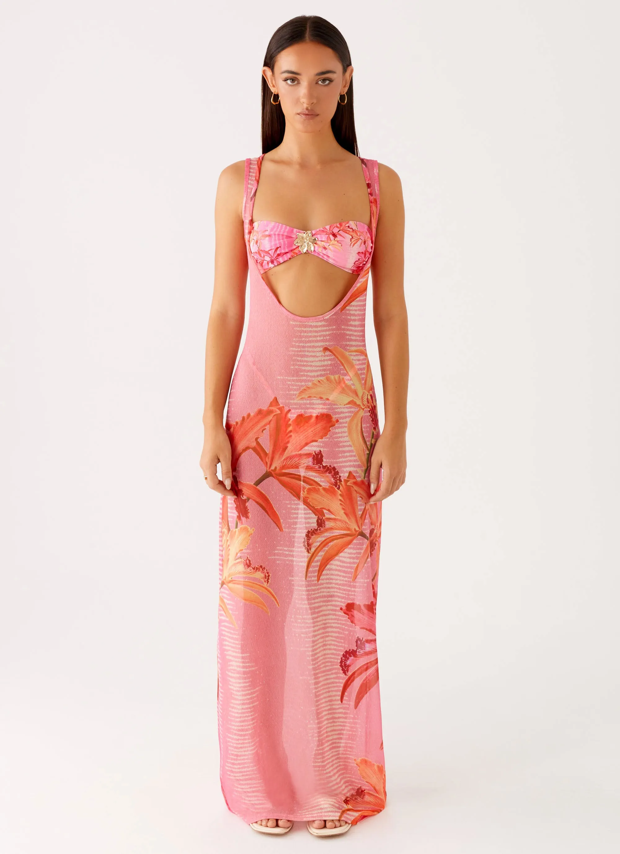 Sorella Maxi Dress - Tropical Pink Print vacation look Comfortable Cut