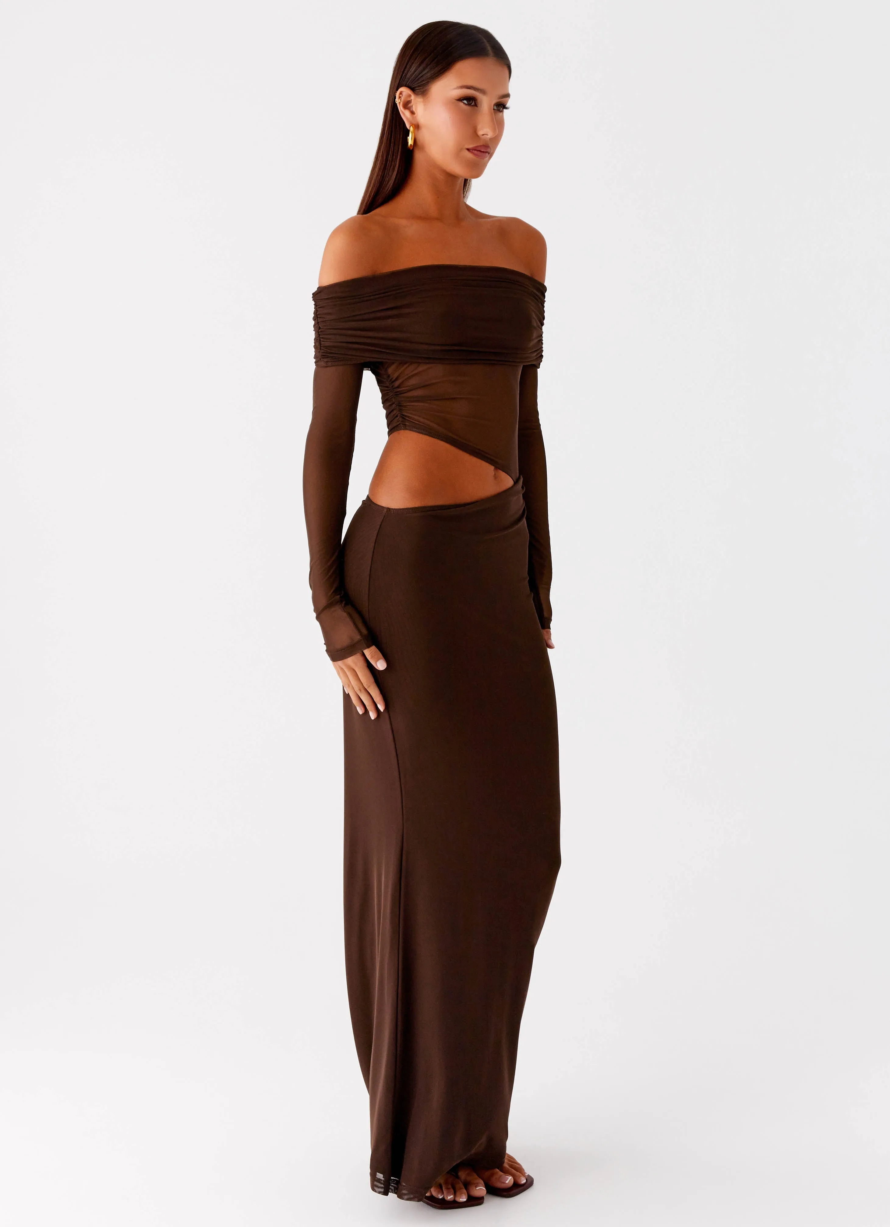 Simple Bow Body Flow Emery Maxi Dress - Chocolate