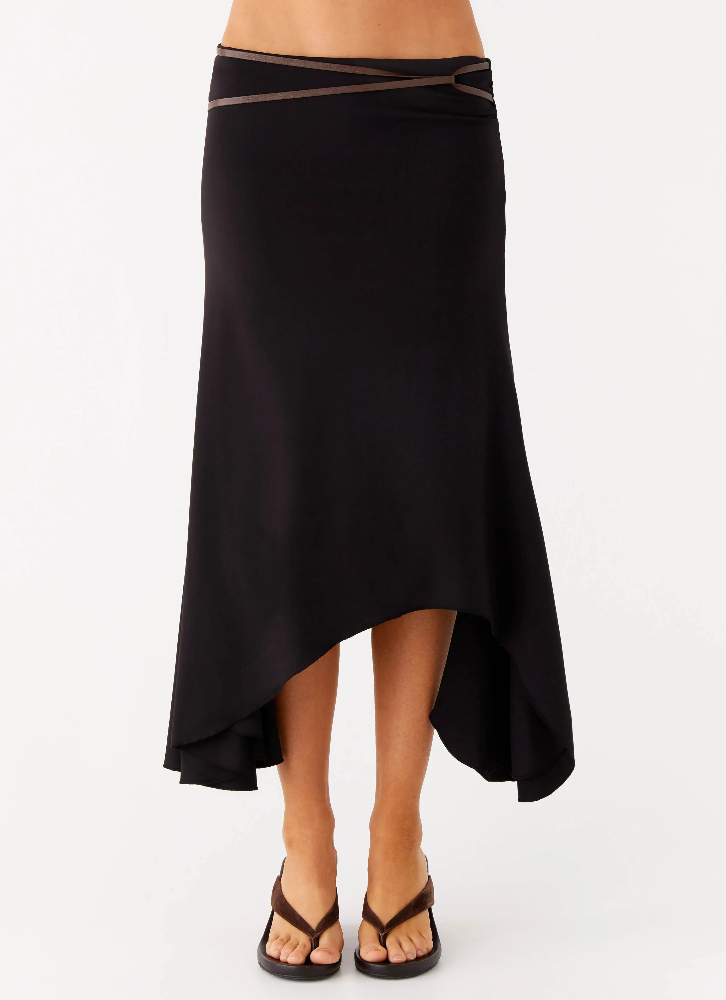 Seattle Midi Skirt - Black Shape Enhancing Cozy Vibe