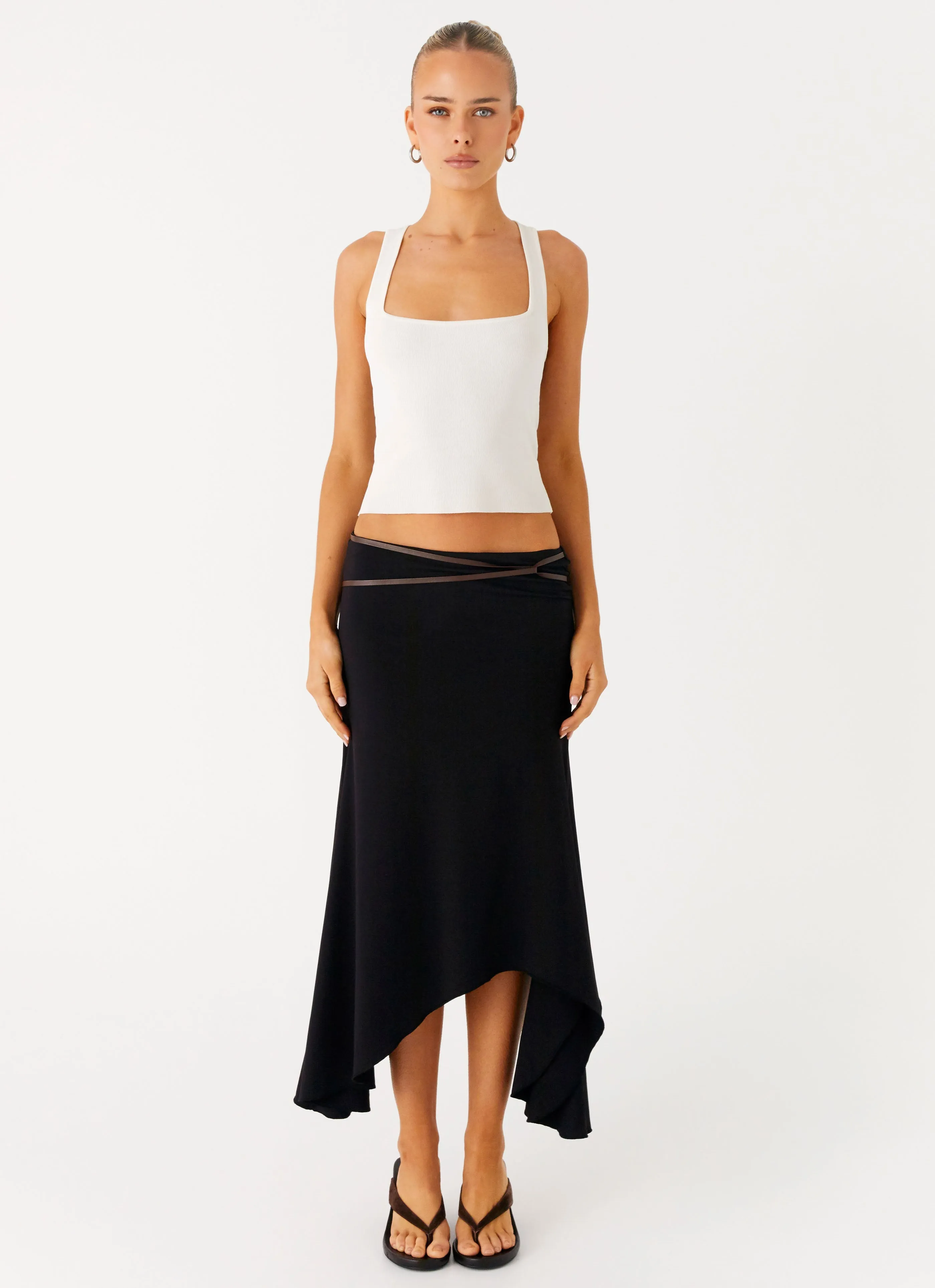 Outfit Lookbook Easy Vibe Seattle Midi Skirt - Black
