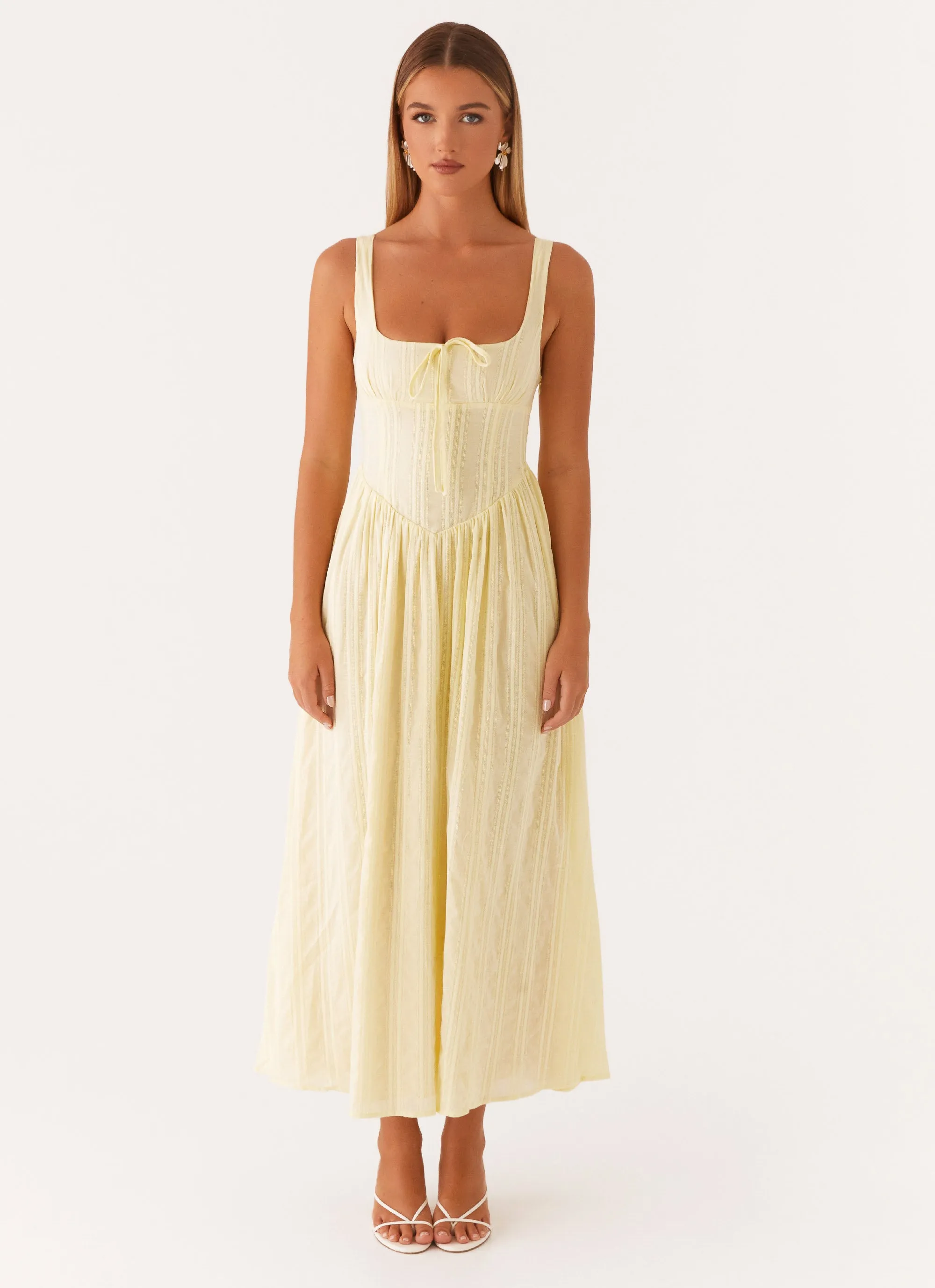 Pascuelle Midi Dress - Yellow Shine Moment Lounge Texture