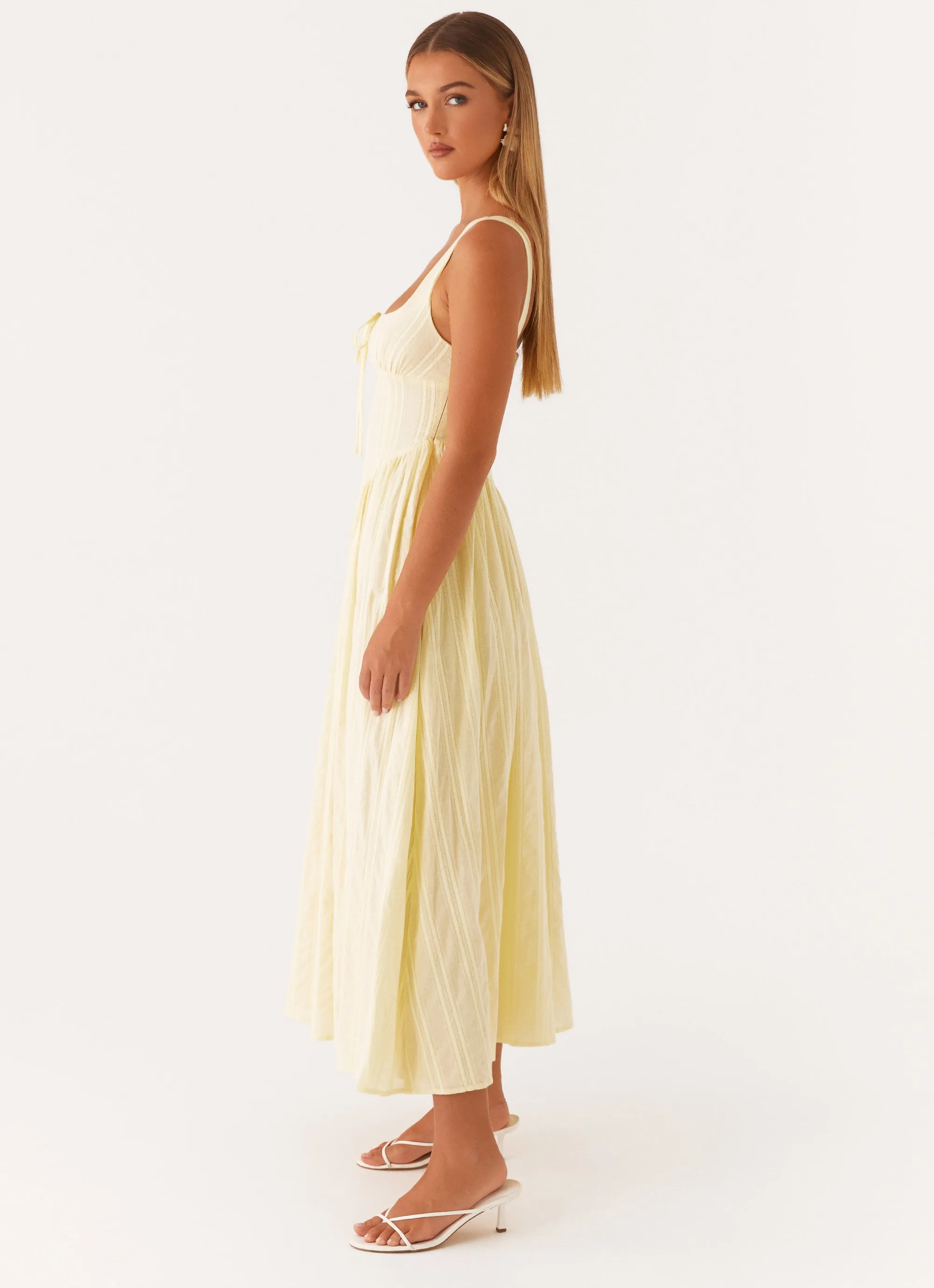 Handmade Smart and Stylish Pascuelle Midi Dress - Yellow
