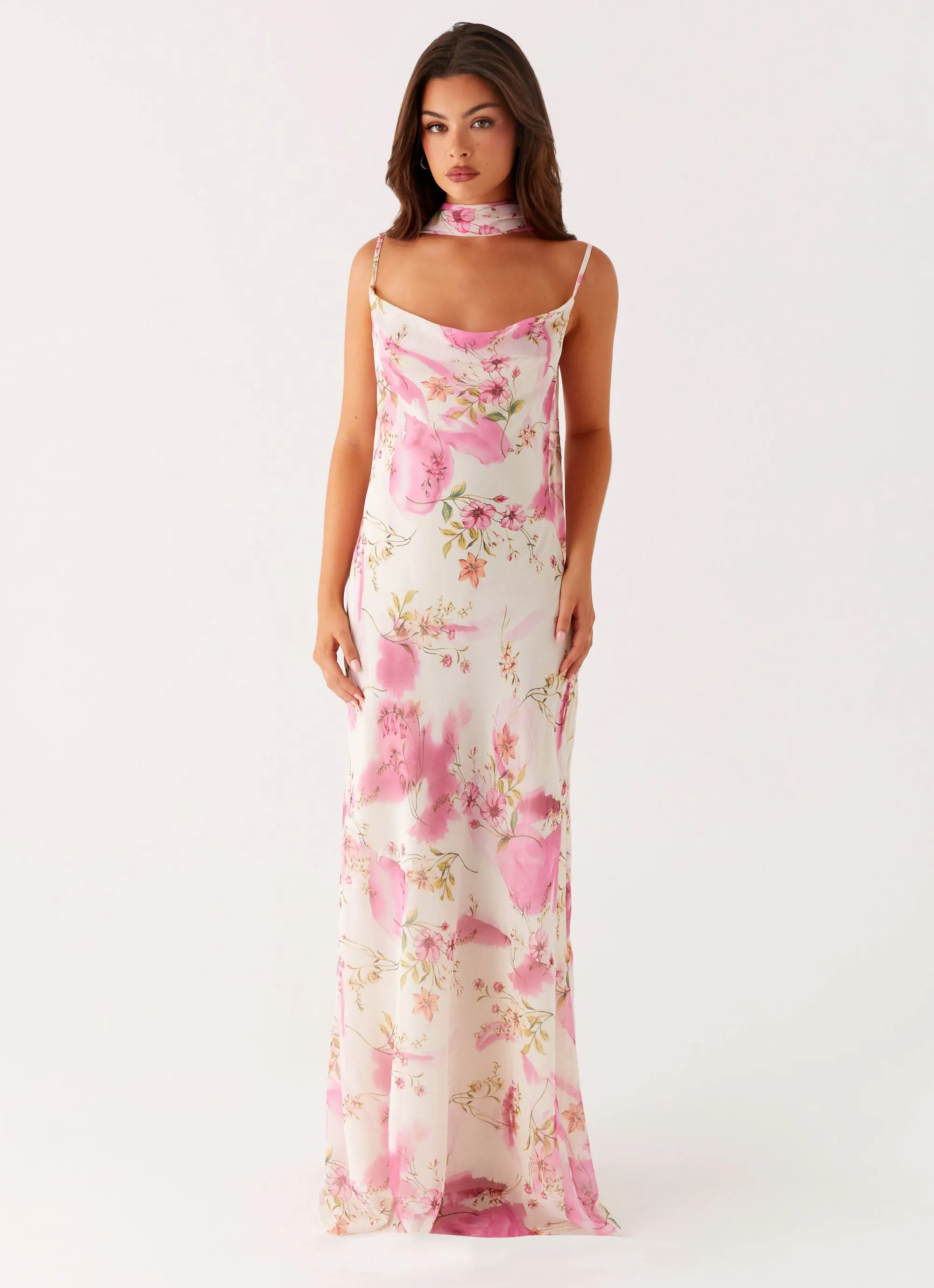 Spencer Maxi Dress - Ivory Floral Print Wool-Blend