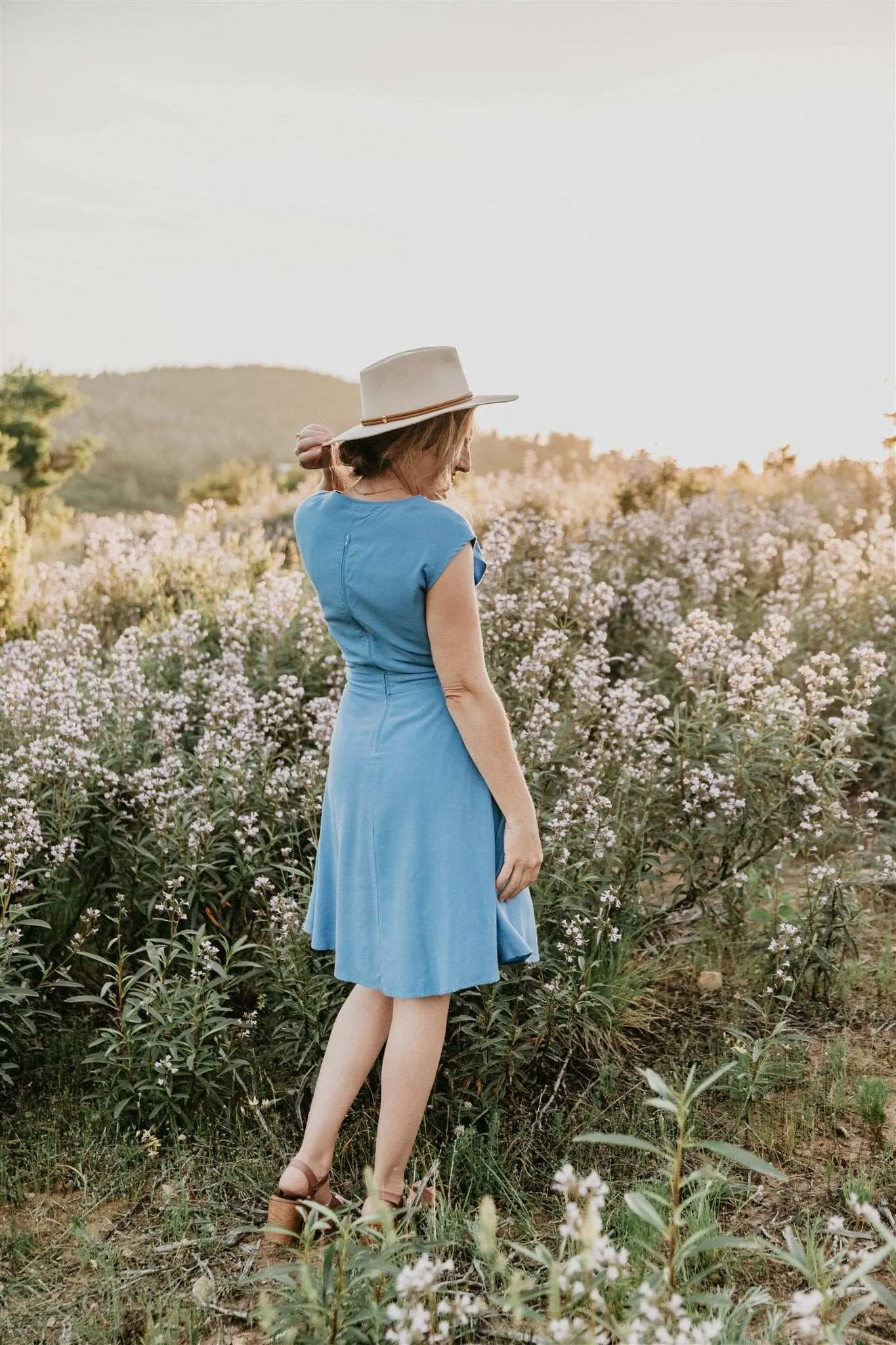 Light And Airy Belt Waist Spicy Xena in Cornflower Blue