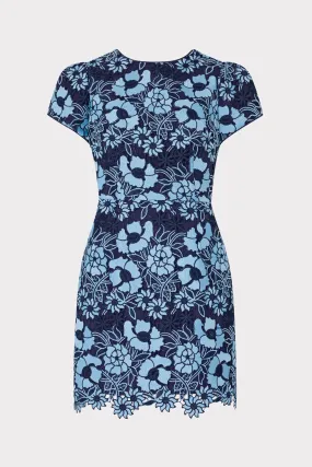 Kyla Two Tone Floral Lace Mini Dress Slim Touch Quiet Luxury
