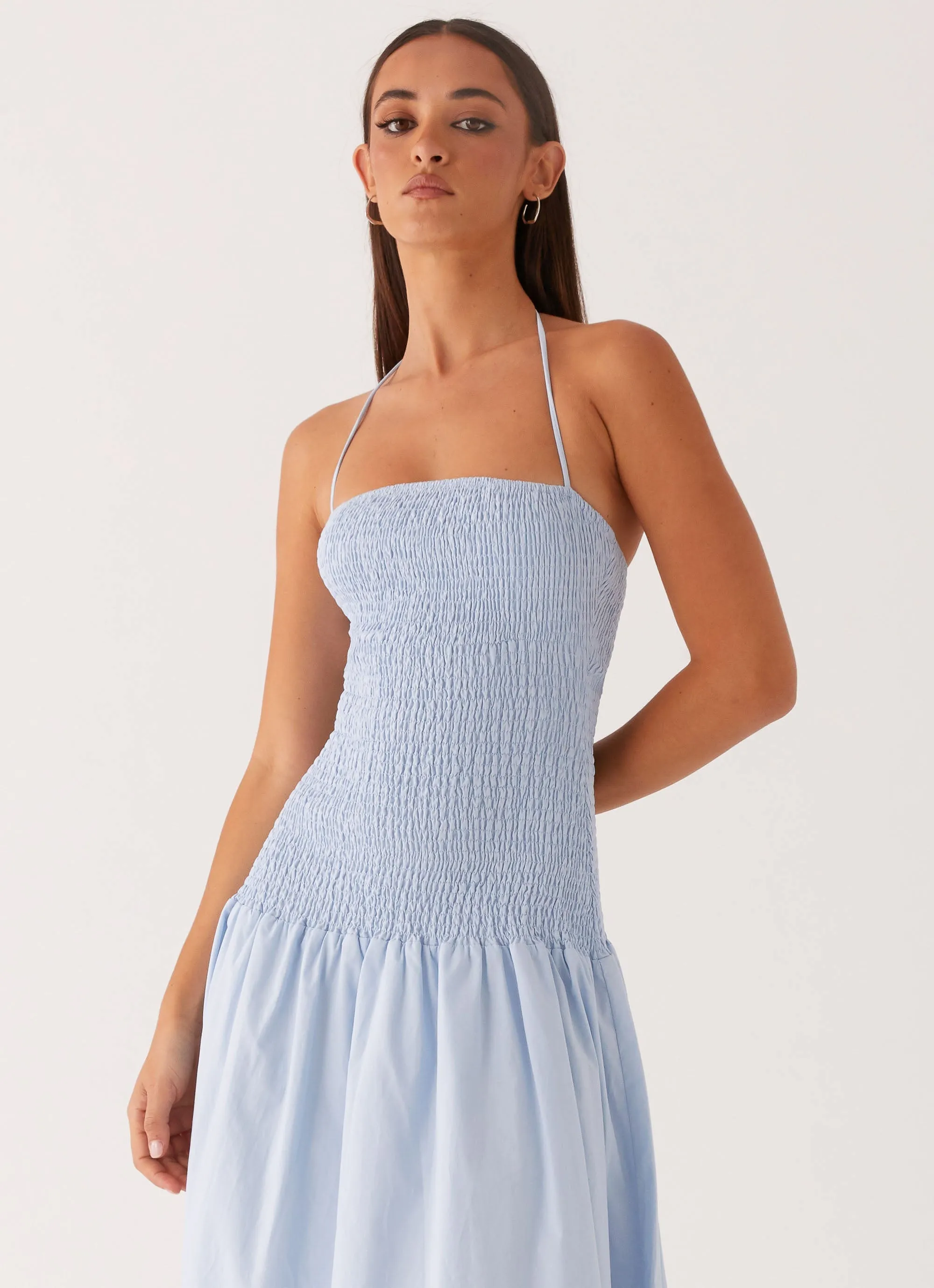 Lace-Sleeve Pose Glow Zahra Maxi Dress - Blue