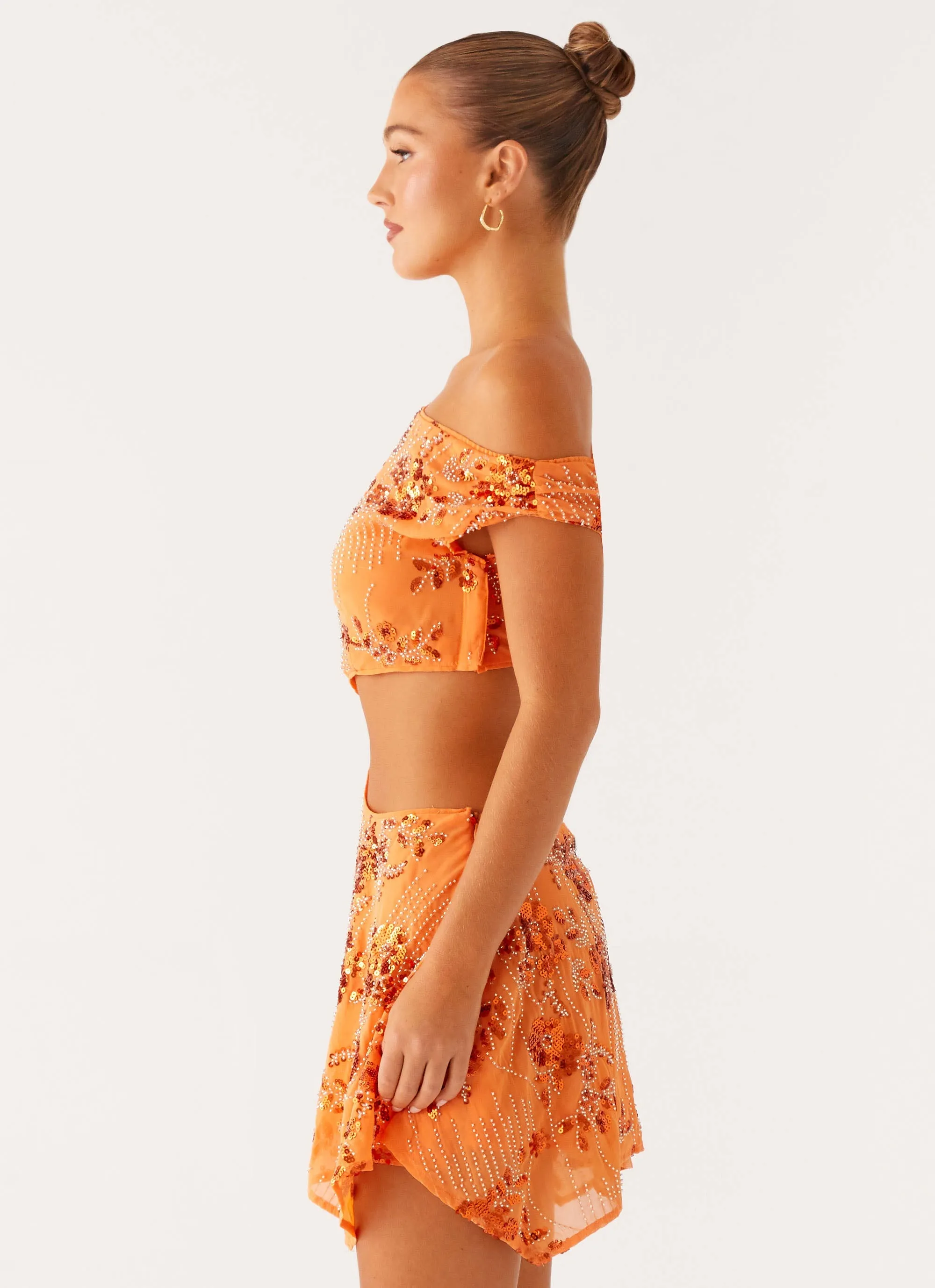 Aletta Sequin Mini Dress - Orange Vacation Outfit