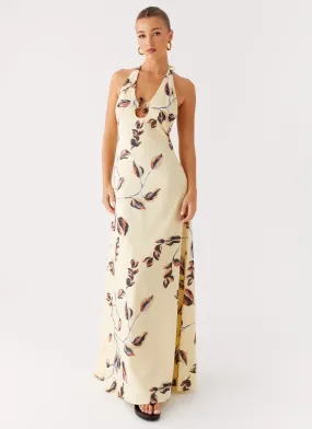 Elvina Halter Neck Maxi Dress - Buttercream Bliss Functional-Design City Mood