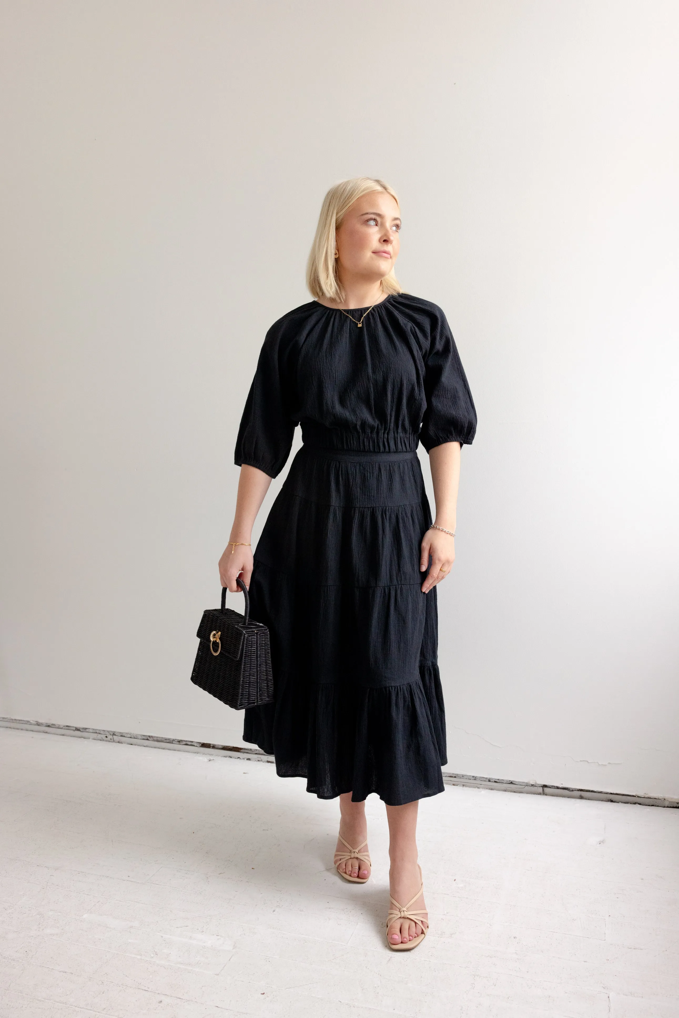 Self Fabric Tie Closure St. Tropez Top- Black