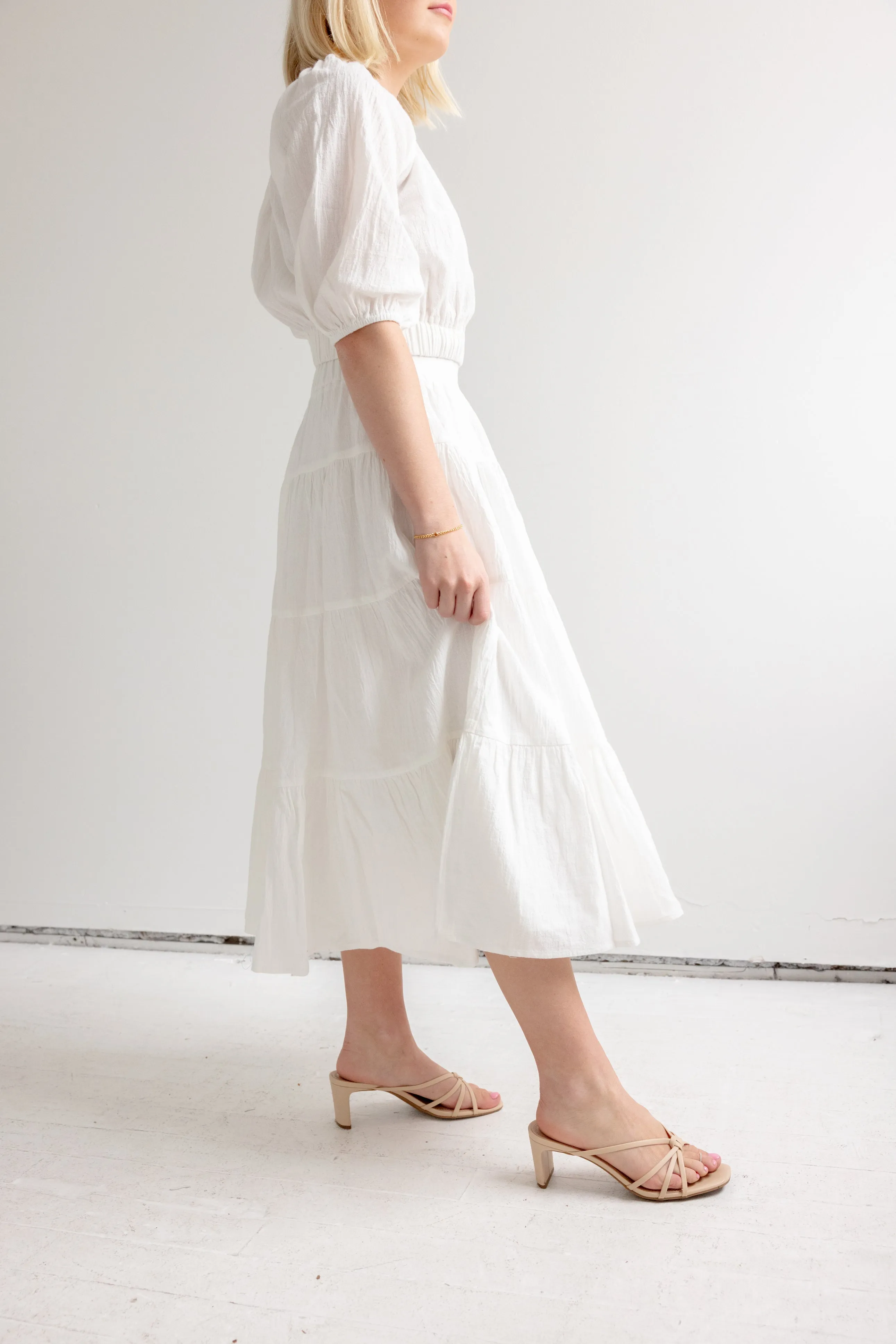 Light Fabric Breathable Linen Blend St. Tropez Top- White