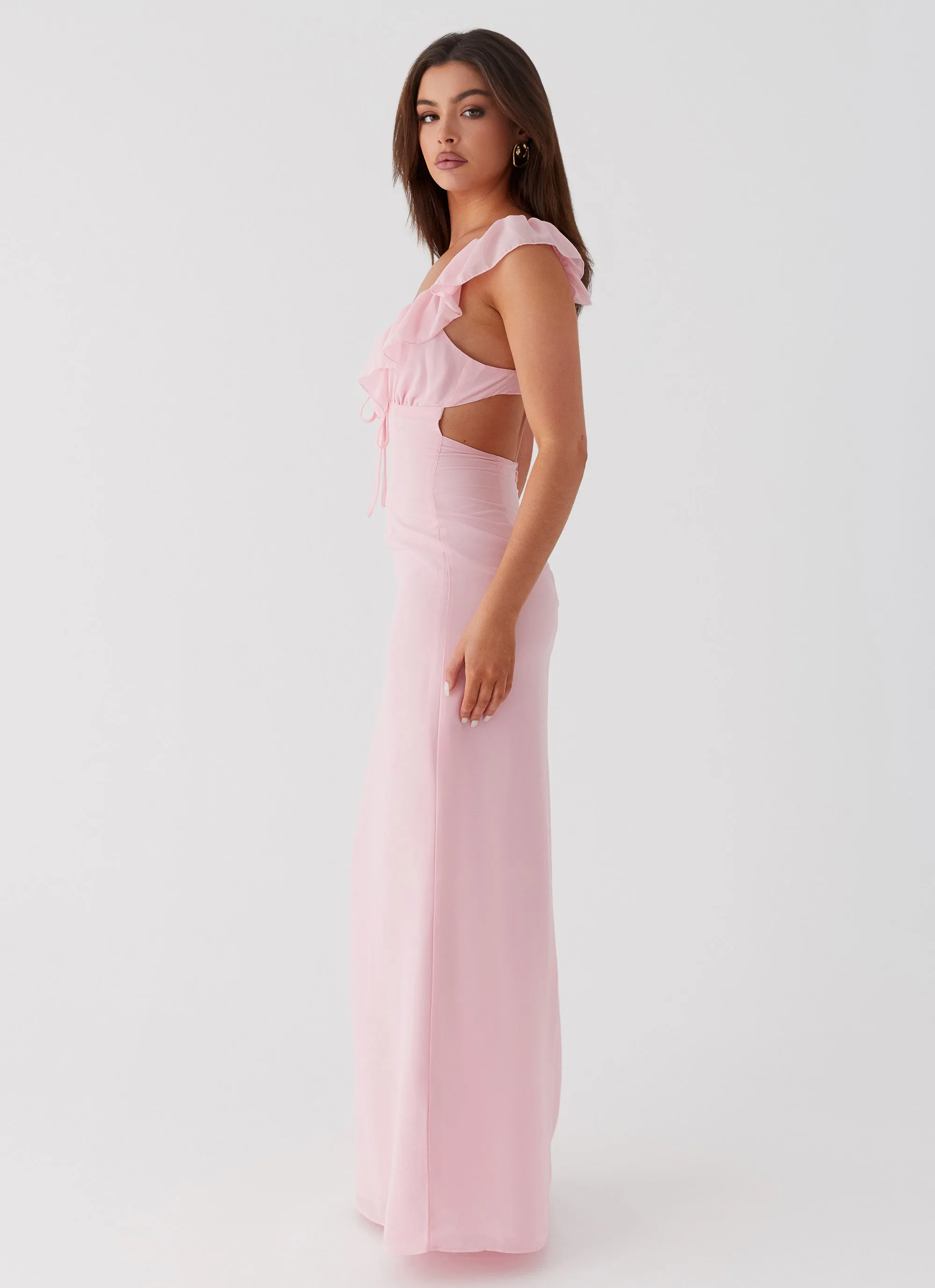 Silvie Maxi Dress - Pink High-waisted evening piece
